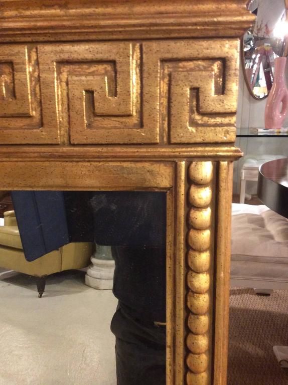Italian Giltwood Greek Key Wall Mounted Console Table And Mirror At Made In Italy Elegant Greek Key Carved Giltwood Entry Hall Mirror Bead Deal Along Edge
