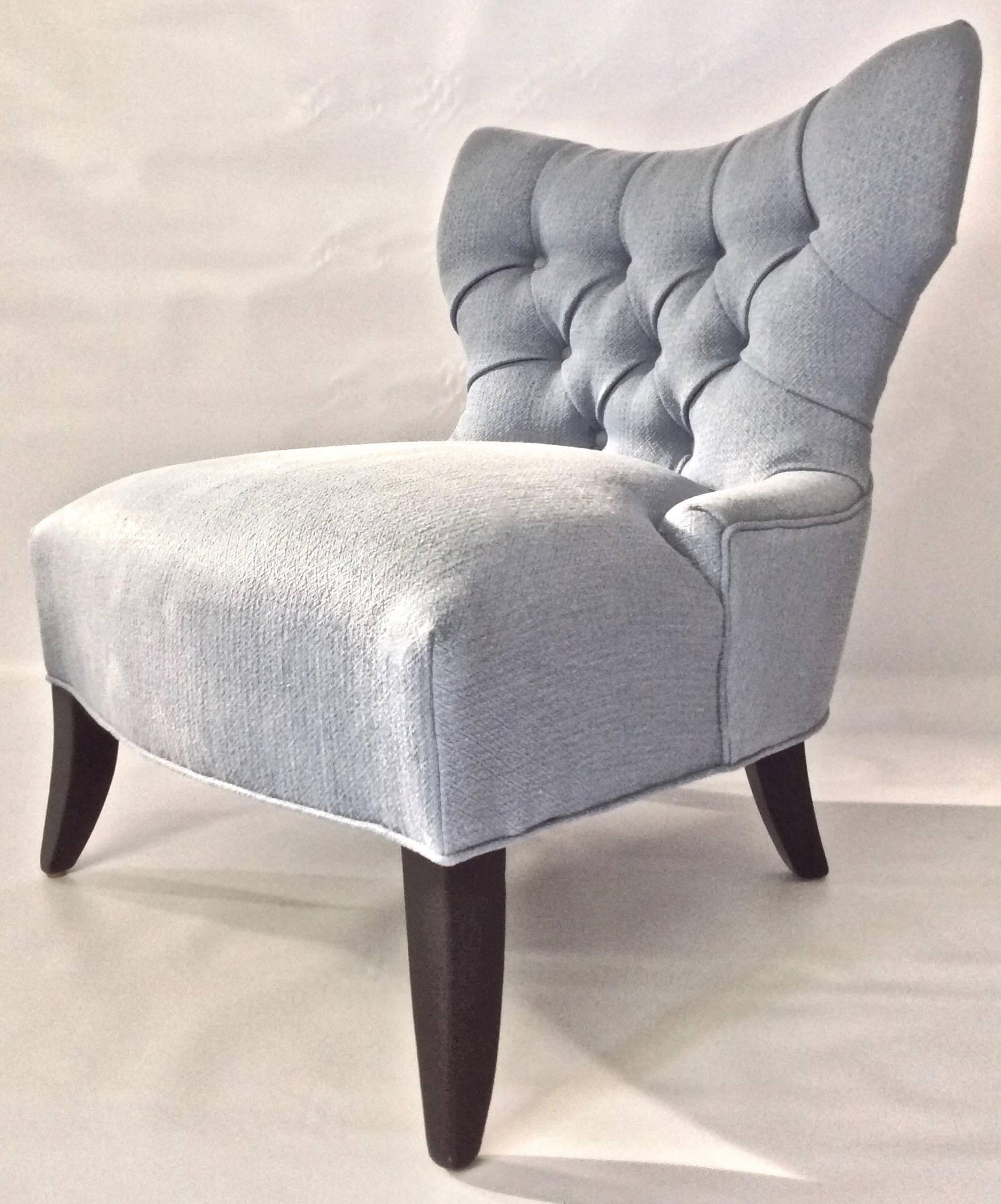 American Mid Century Tufted Slipper Lounge Chair, Style of Billy Haines