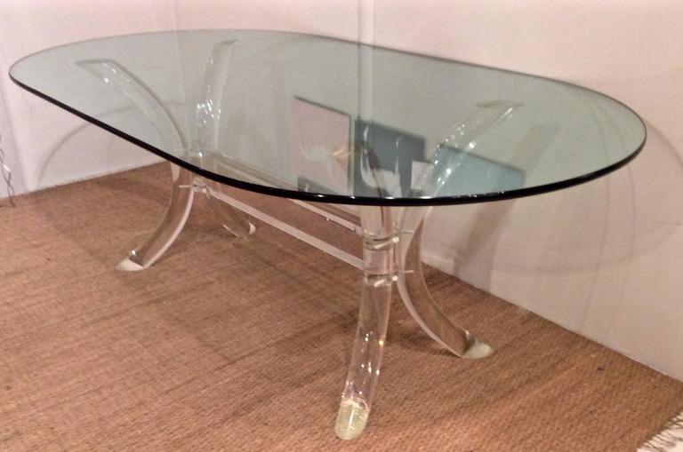 Lucite Dining Table, with Oval Glass Top, by Charles Hollis Jones at