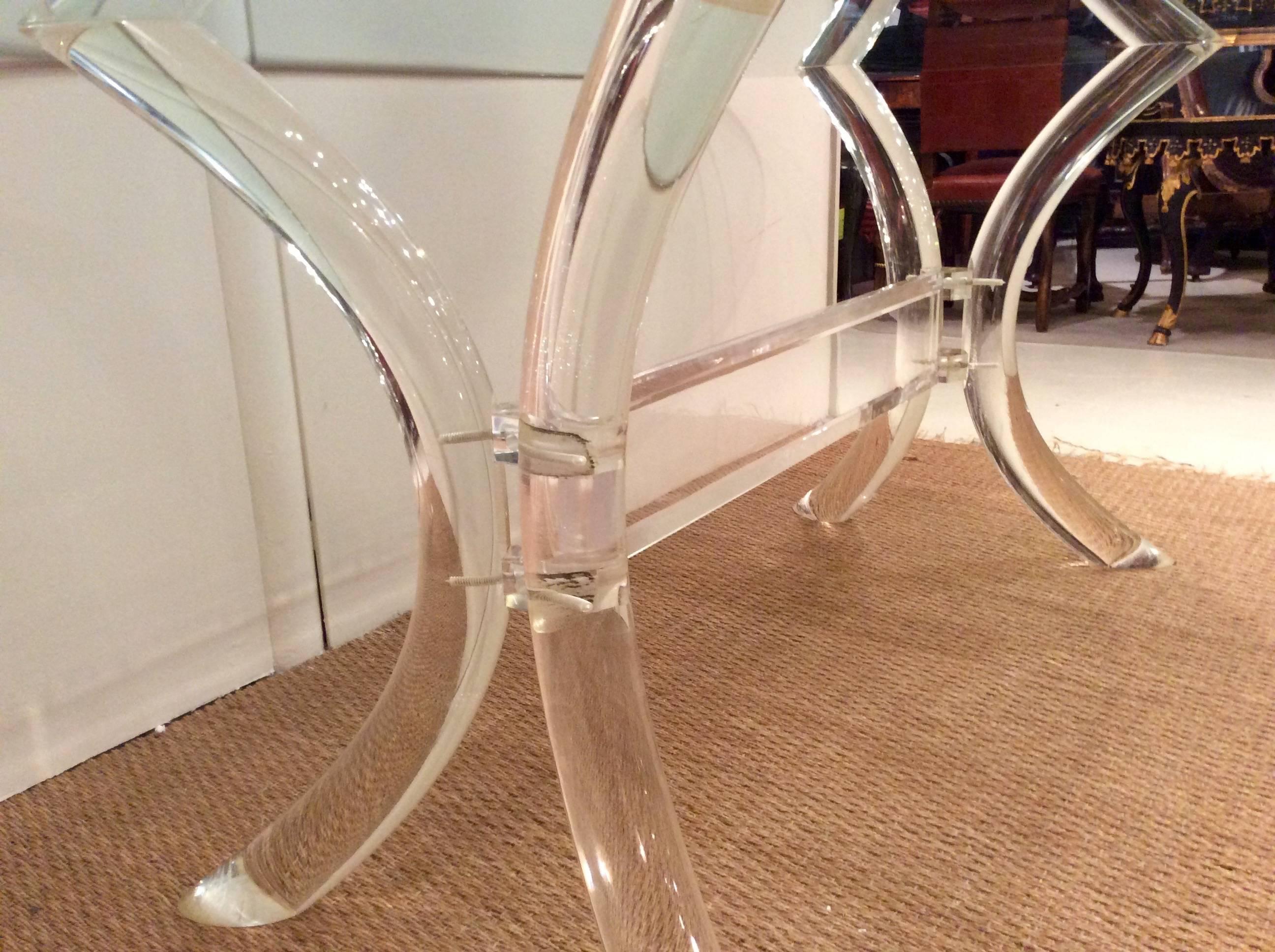 Unknown Lucite Dining Table, with Oval Glass Top, by Charles Hollis Jones