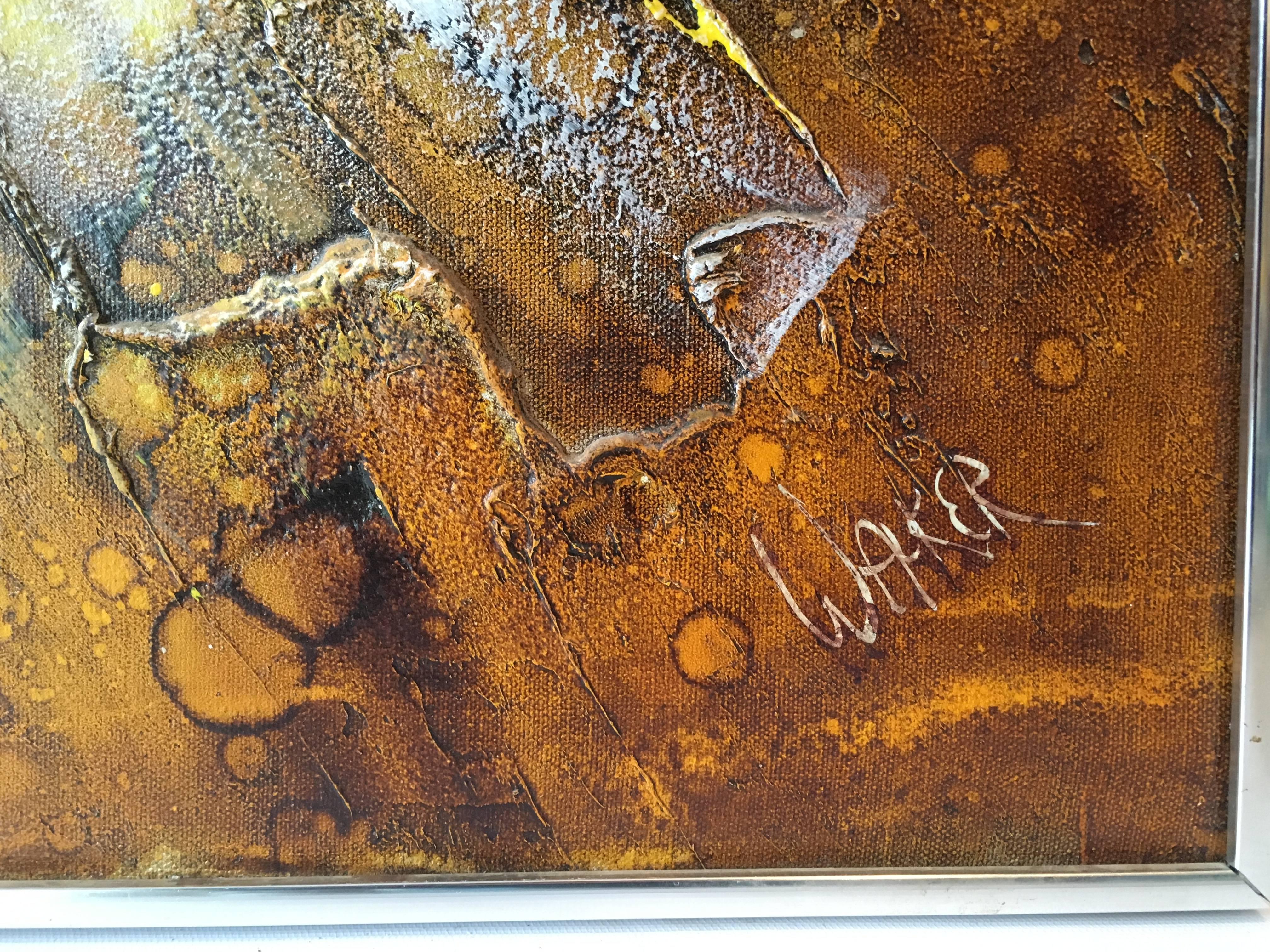 Mid-Century Abstract Modern Painting, Signed by Artist In Excellent Condition For Sale In Stamford, CT