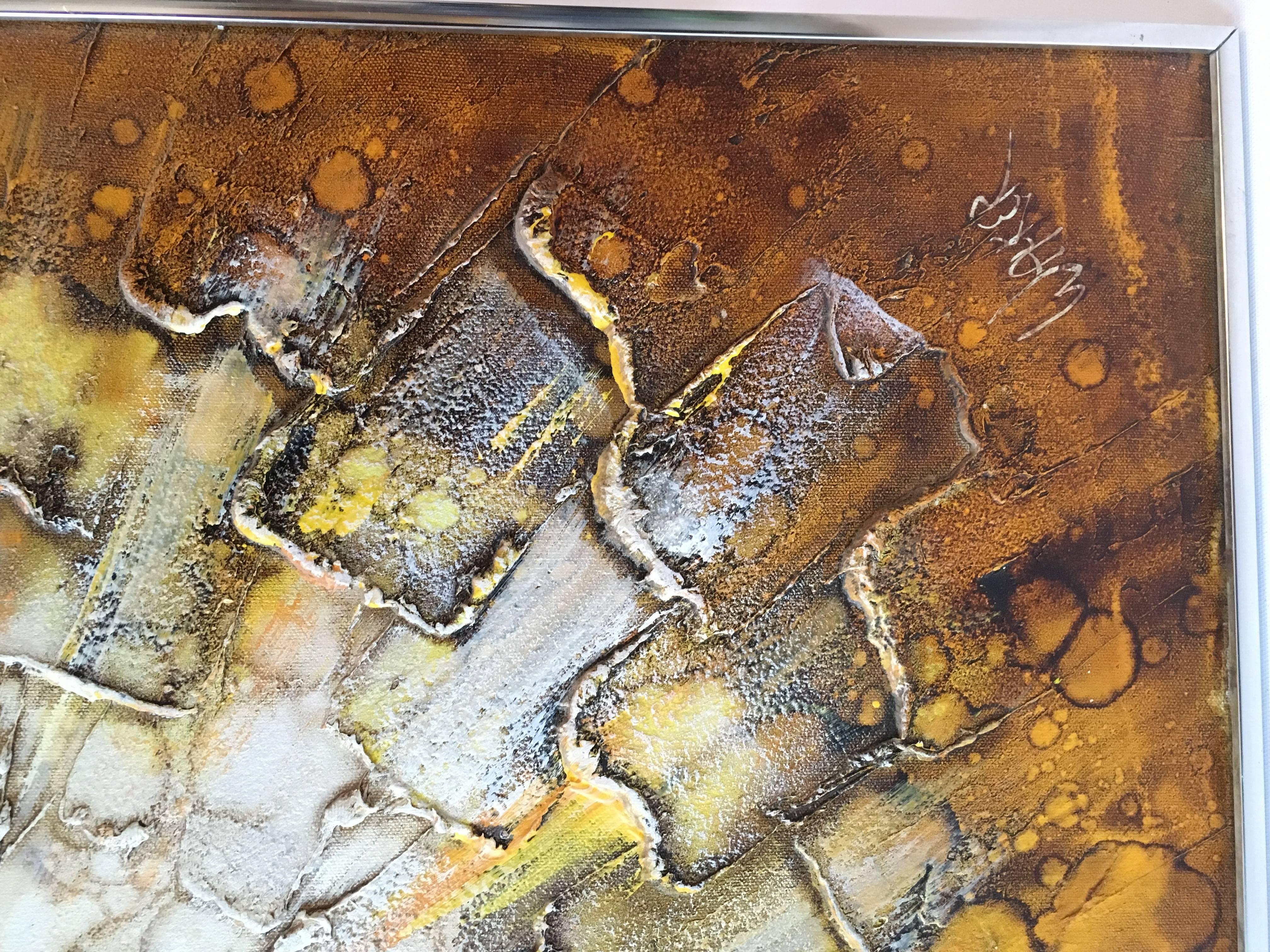 American Mid-Century Abstract Modern Painting, Signed by Artist For Sale