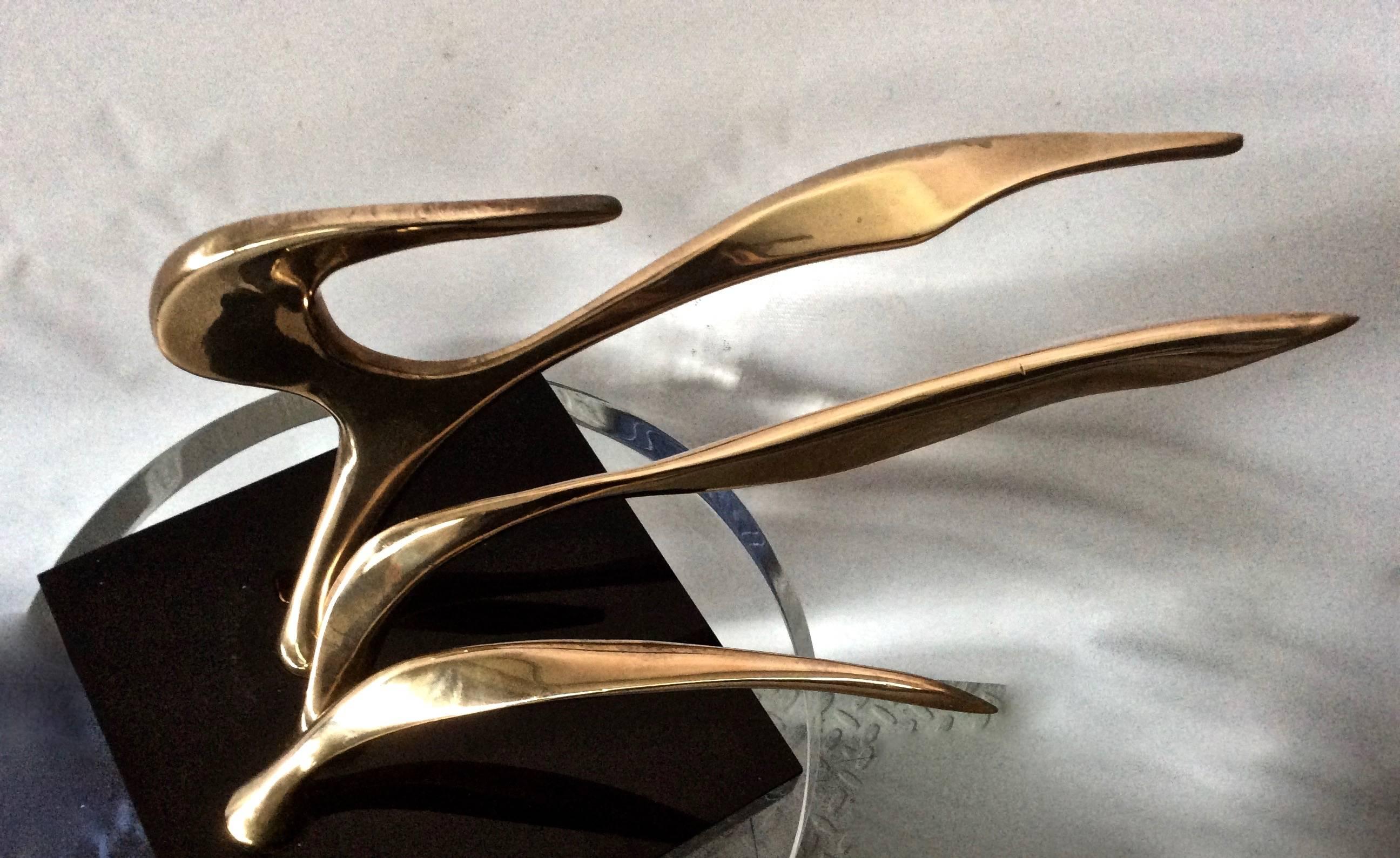 Brass Abstract Modern Sculpture, Signed and Dated by Artist, McLean For Sale