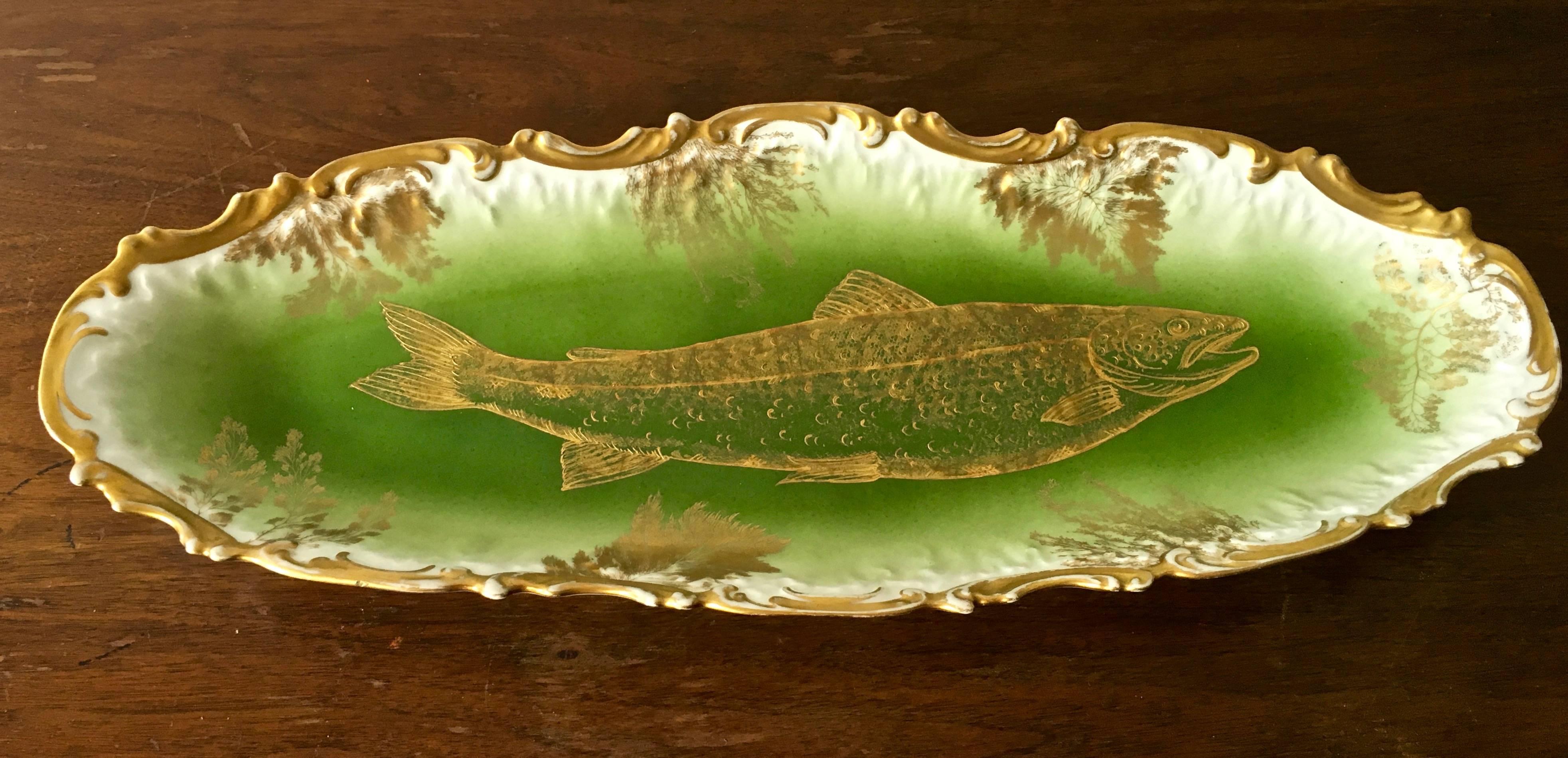 Limoges Hand-Painted Fish Service Set 2