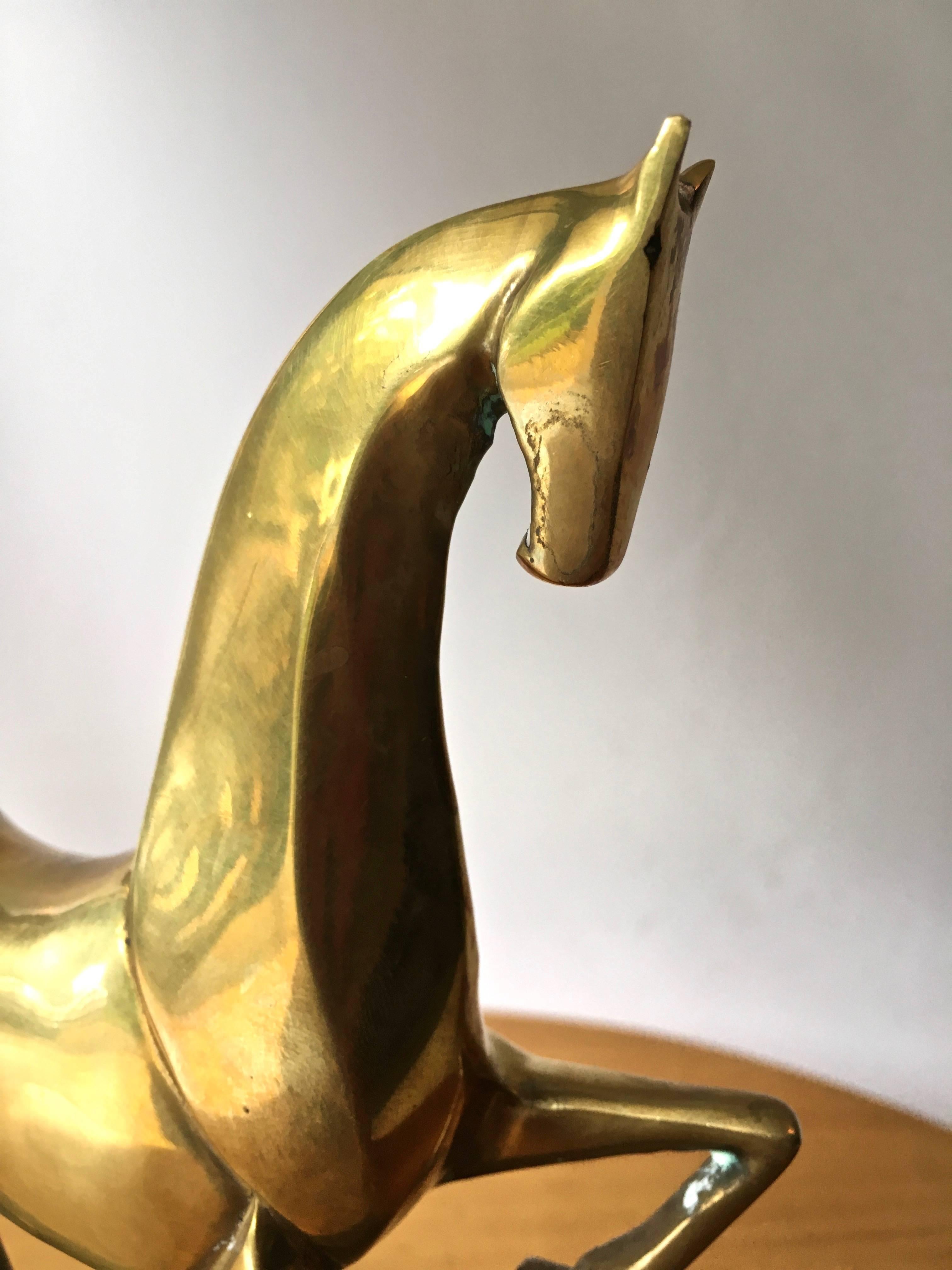 Vintage Deco Style Etruscan Brass Horse Bookends, Manner of Boris Lovet-Lorski 1