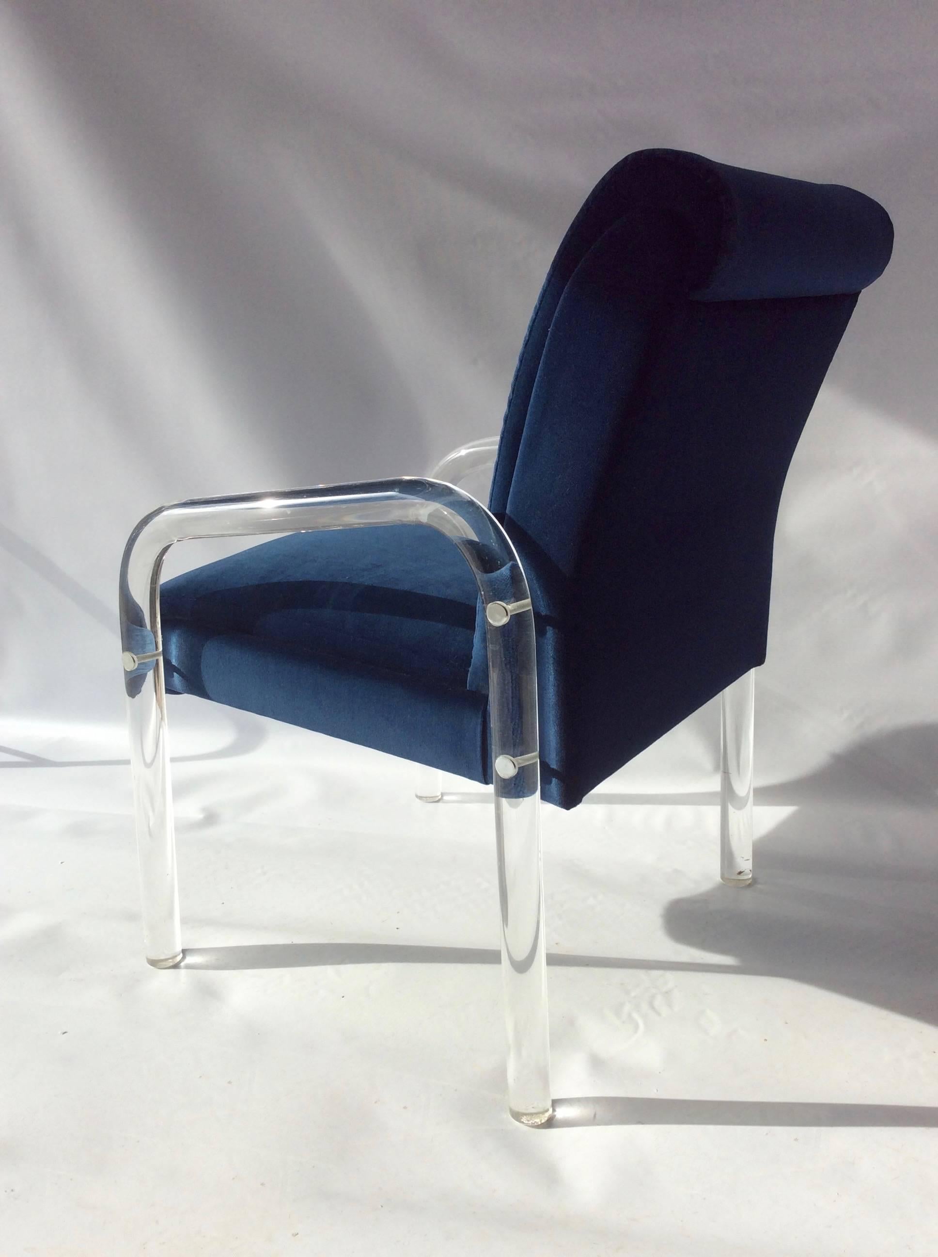 American Pair of Vintage Lucite Arm Chairs, Manner Charles Hollis Jones or Lion In Frost