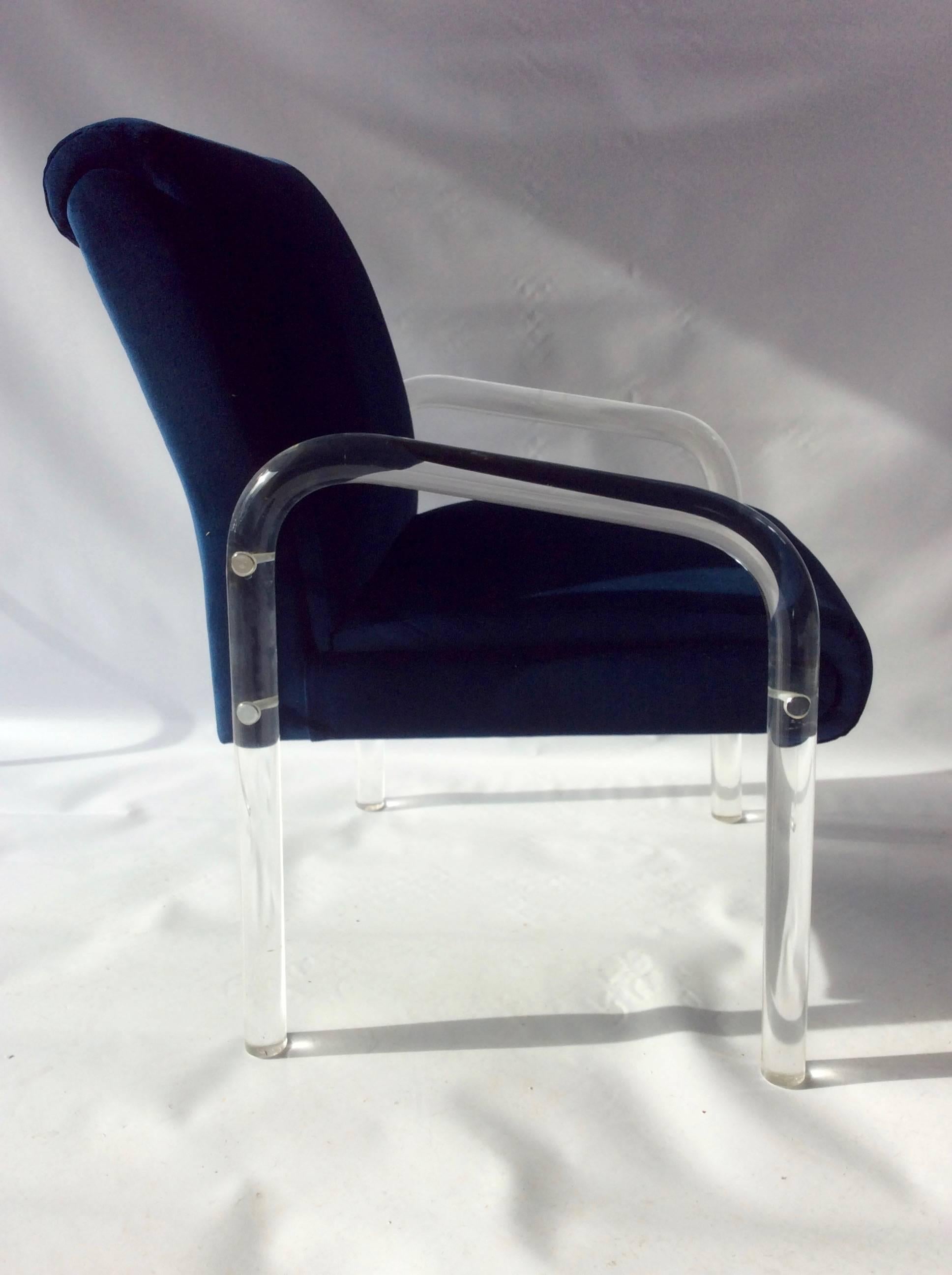 Polished Pair of Vintage Lucite Arm Chairs, Manner Charles Hollis Jones or Lion In Frost