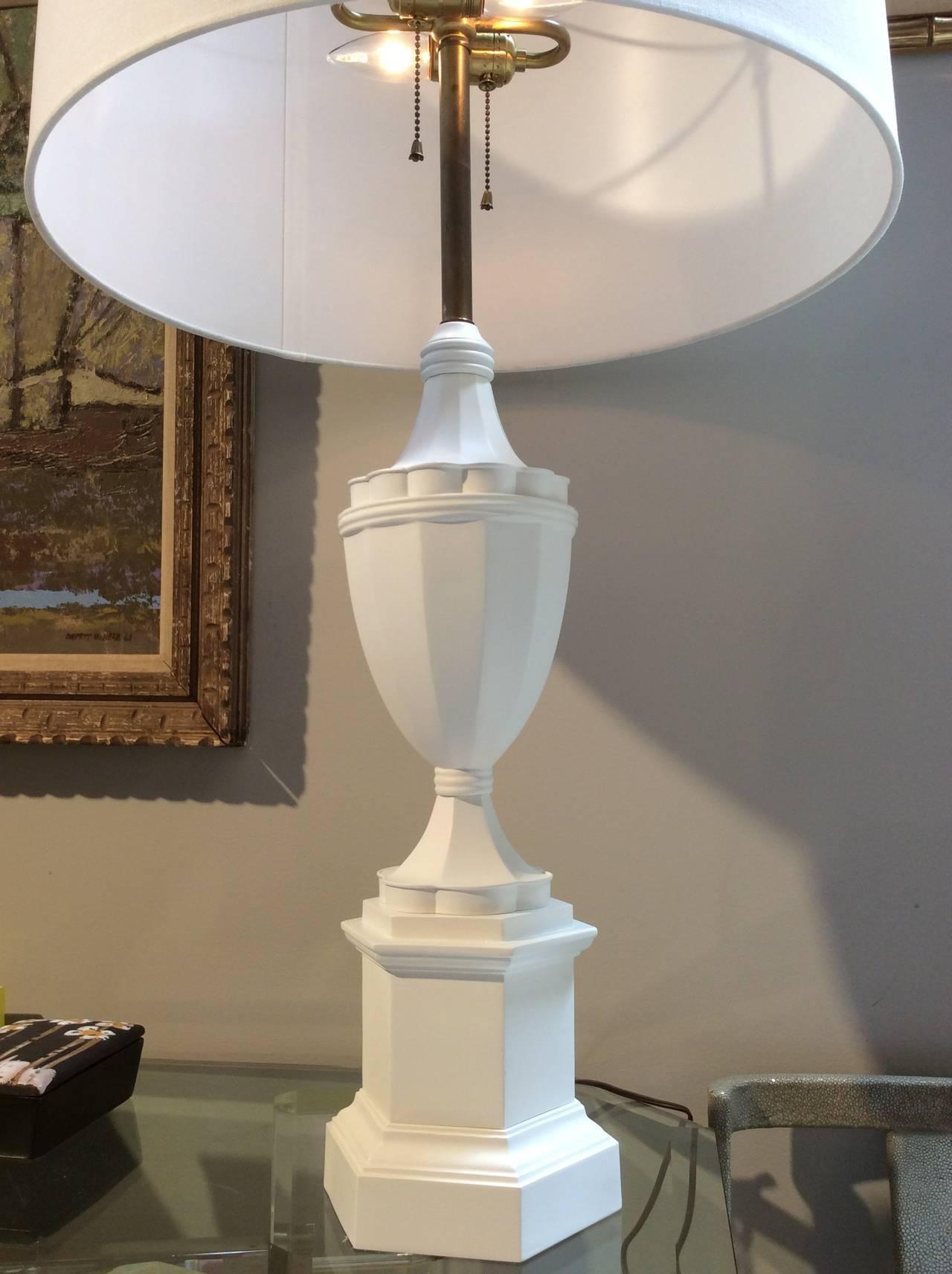 American Pair of Plaster Finish Lamps in the Manner of Serge Roche or Sirmos For Sale