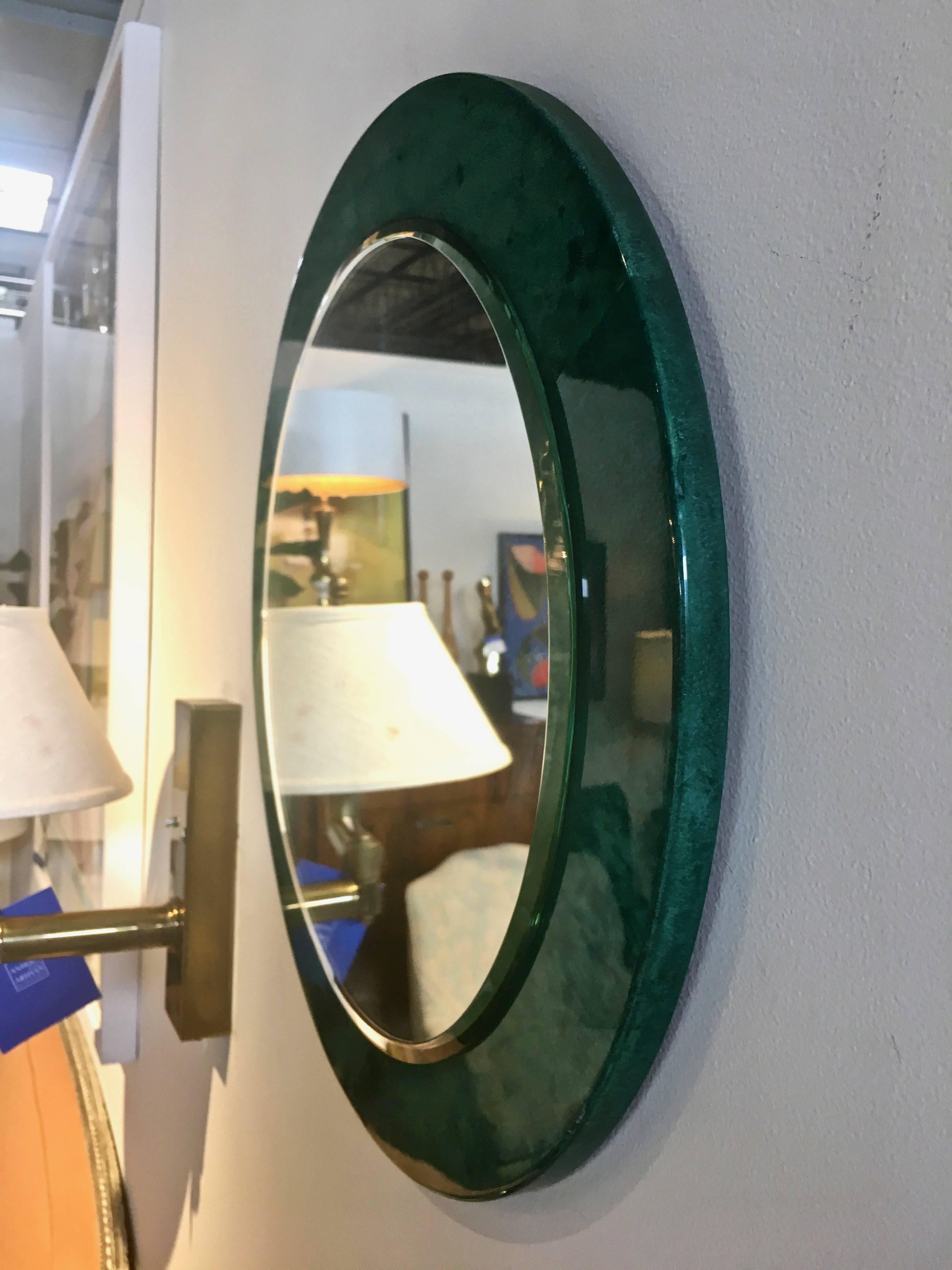 Italian Aldo Tura Lacquered Goatskin Mirror
