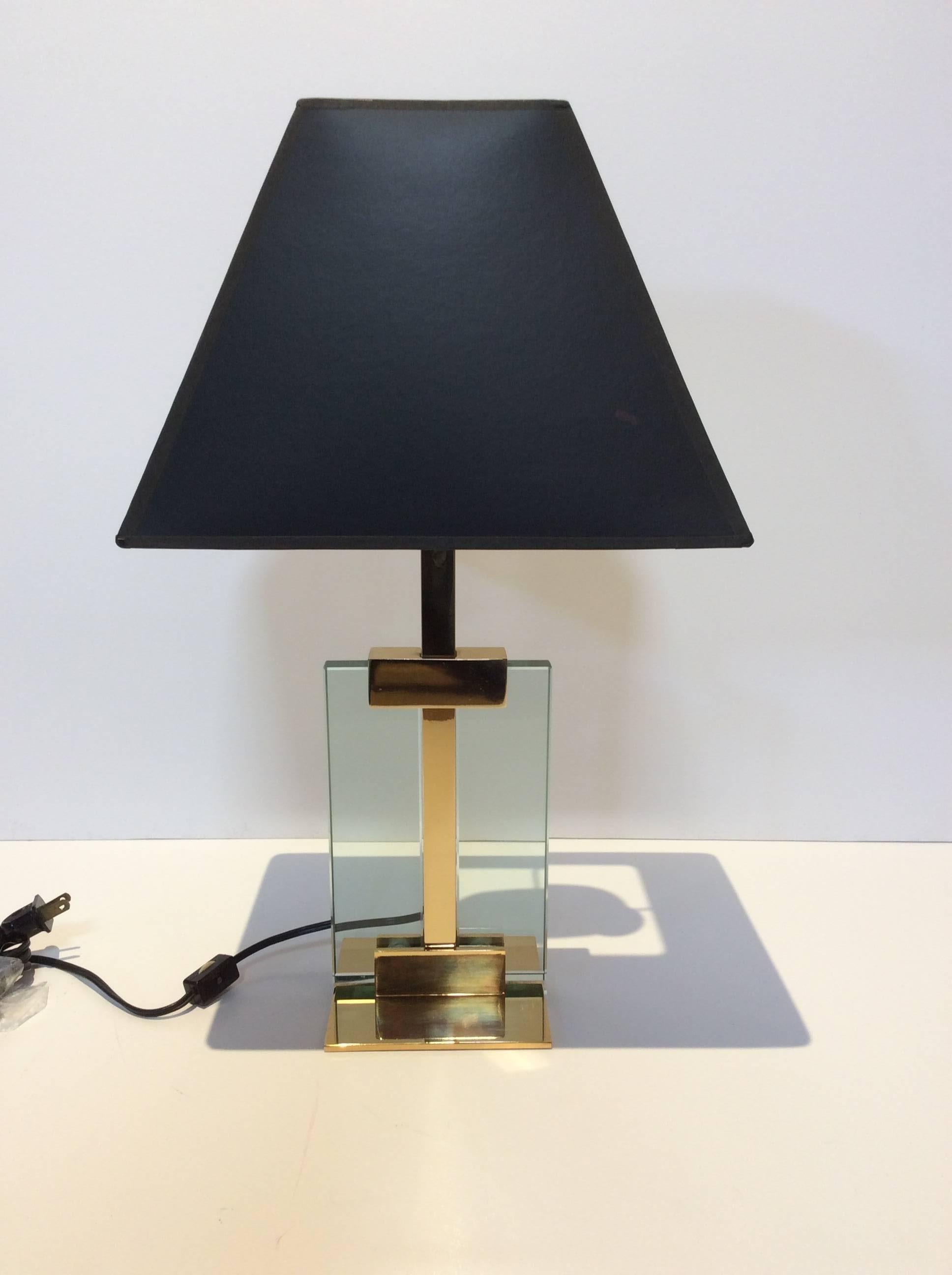 Vintage Brass and Glass Table Lamp, in the Manner of Fontana D'arte 4