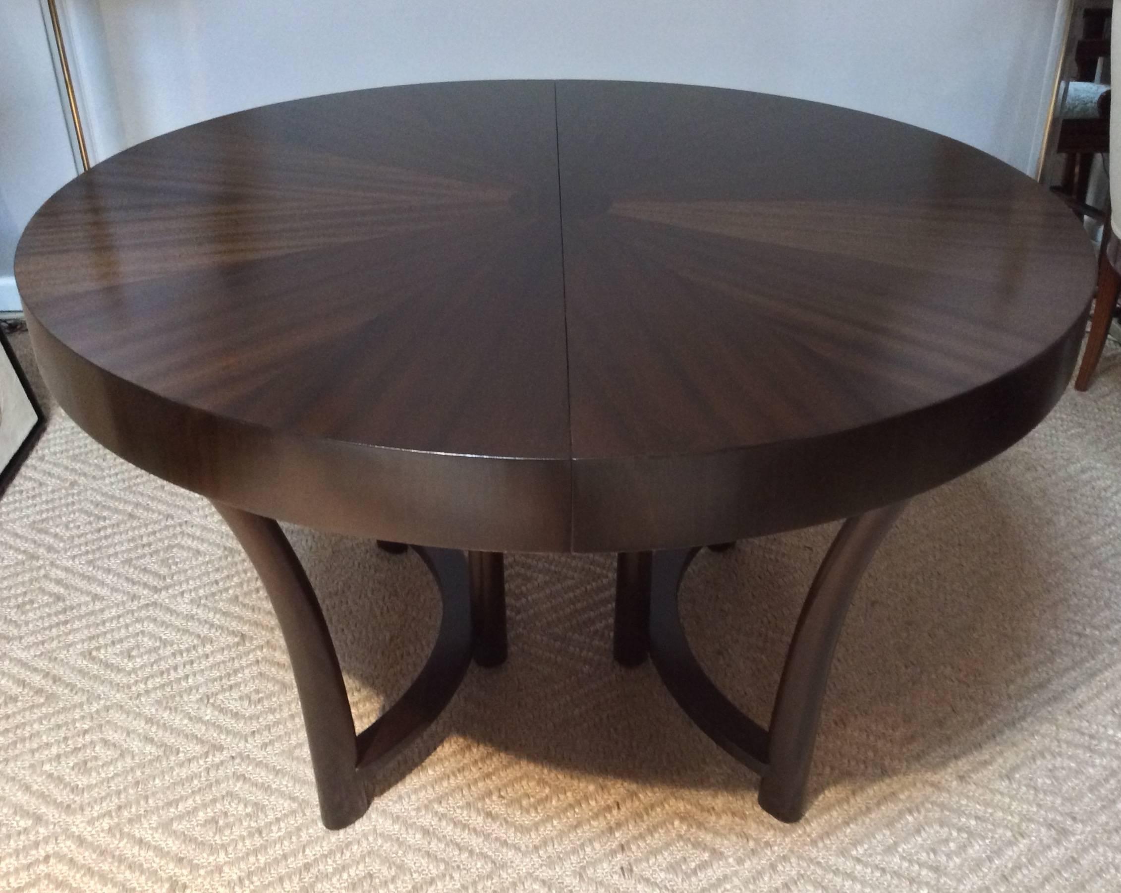 Mid-Century Modern T. H. Robsjohn-Gibbings Walnut Dining Table, with One Leaf for Widdicomb