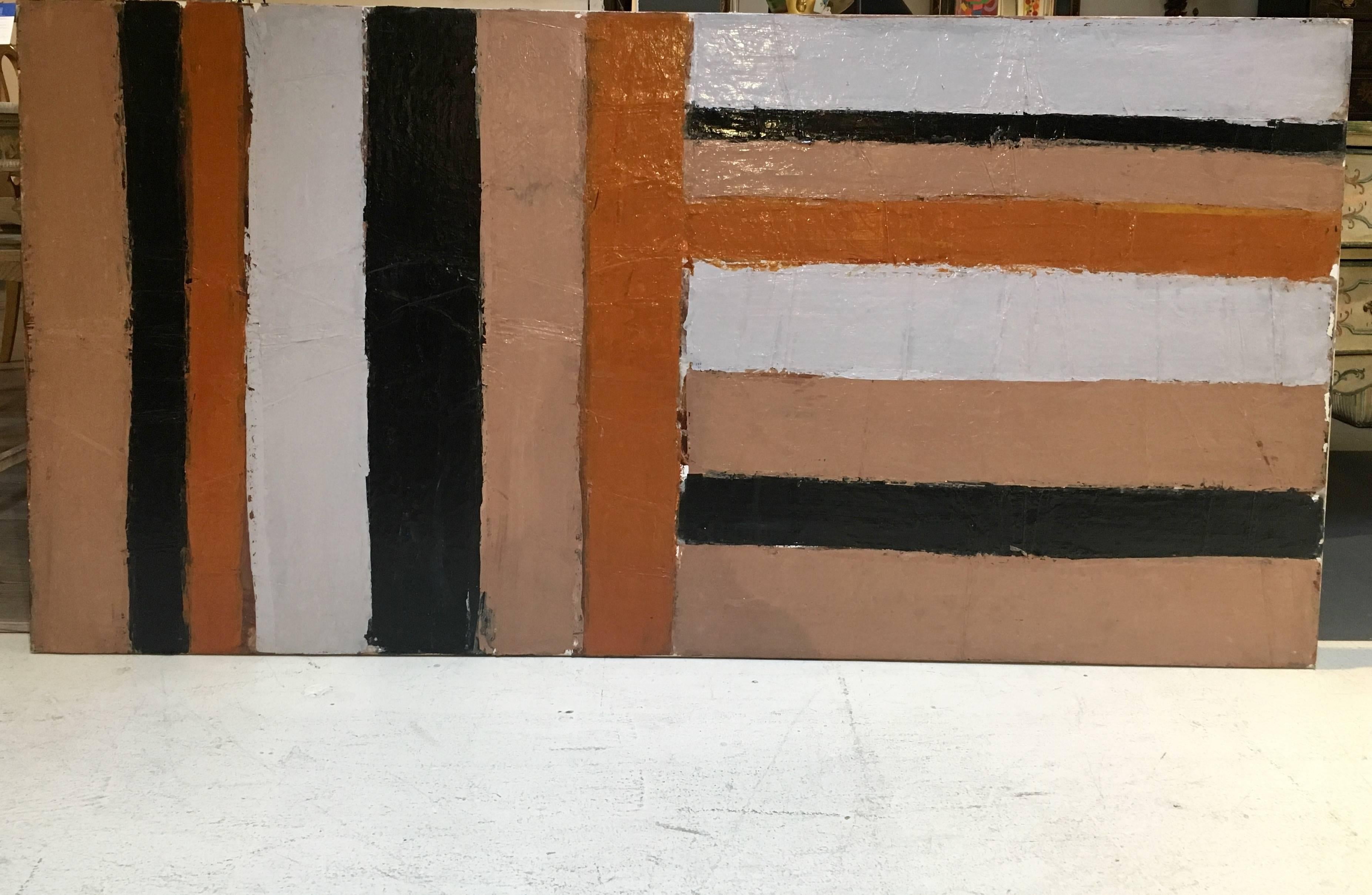 Canvas Hard Edge, Large-Scale Abstract Oil Painting, by Artist Abe Lubelski, 1979