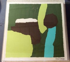 Modernist Vintage Lanvin Silk Scarf, Mounted in Clear Lucite Box Frame