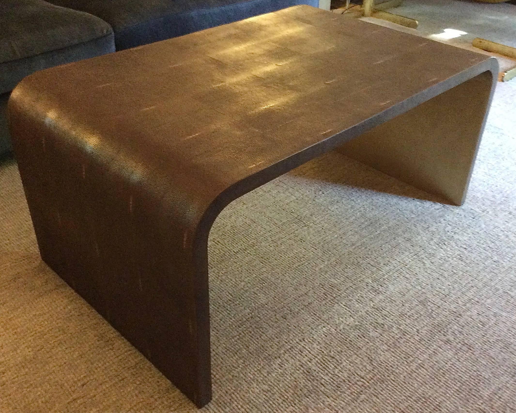 Julian Chichester Rene Leather Shagreen Coffee Table In Good Condition In Stamford, CT