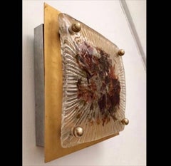 Midcentury Italian Multicolored and Ribbed Pulegoso Glass Sconces