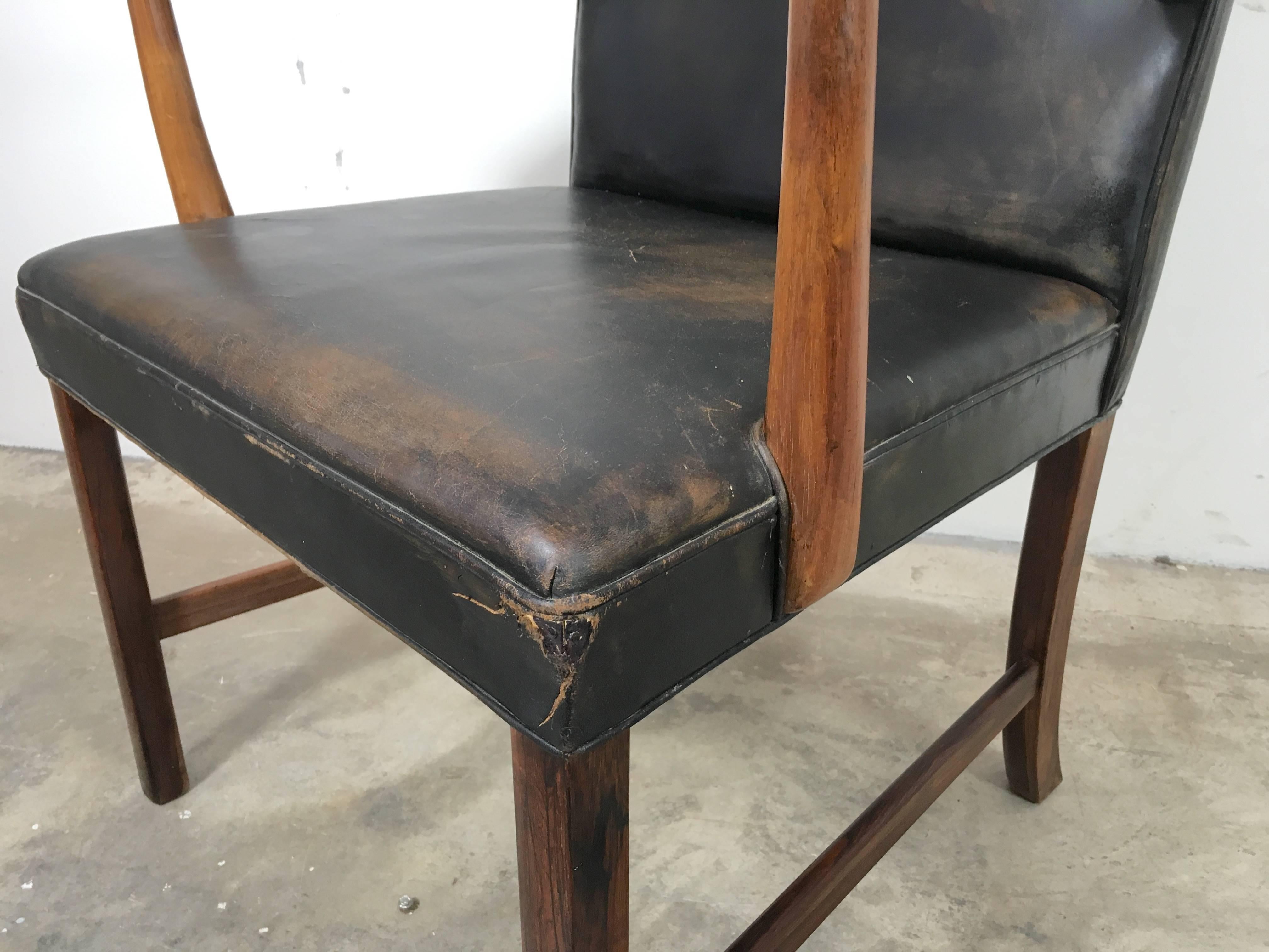 Ole Wanscher for A. J. Iversen Rosewood Armchair with Original Leather For Sale 2