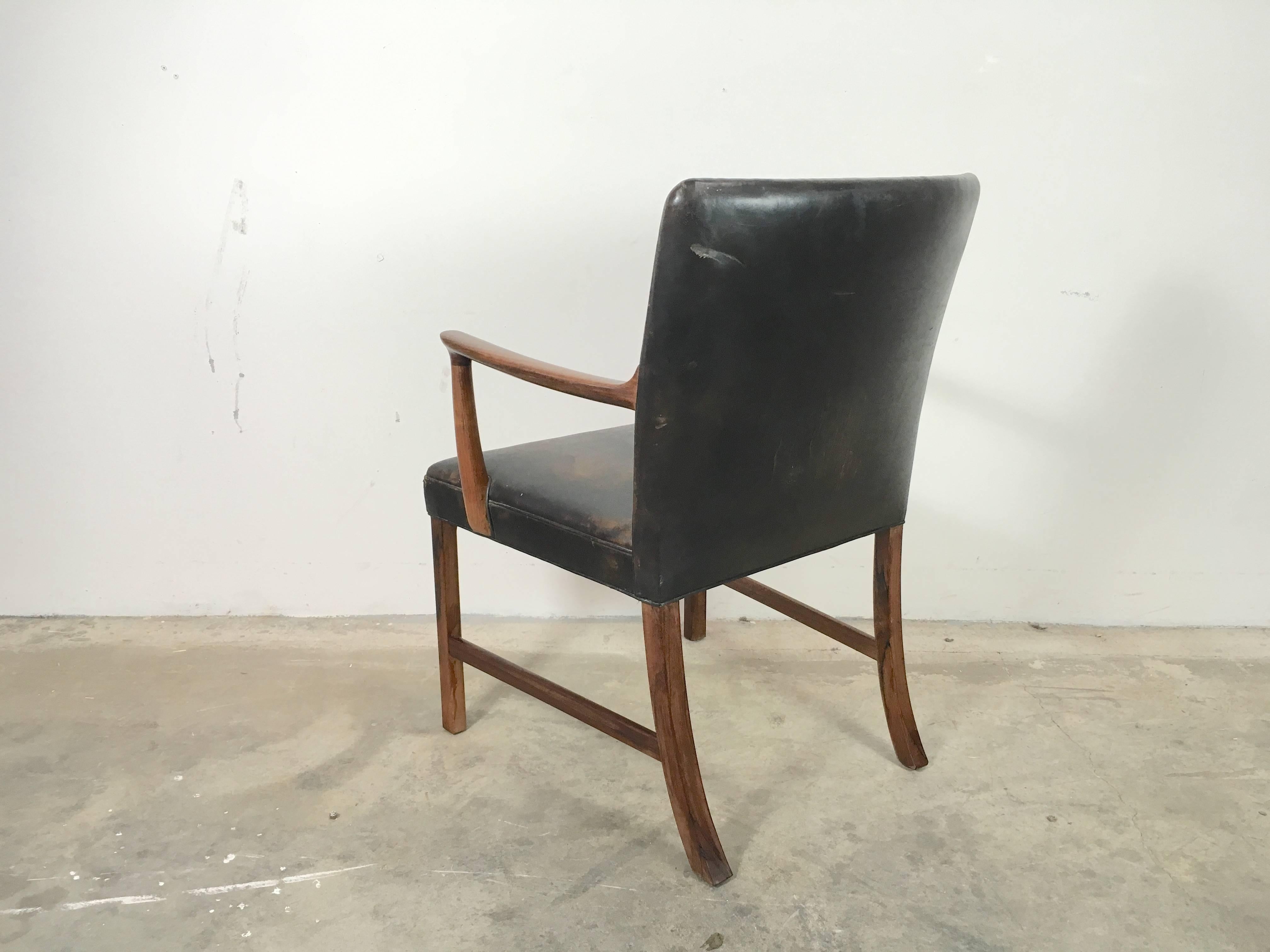 Ole Wanscher for A. J. Iversen Rosewood Armchair with Original Leather For Sale 3