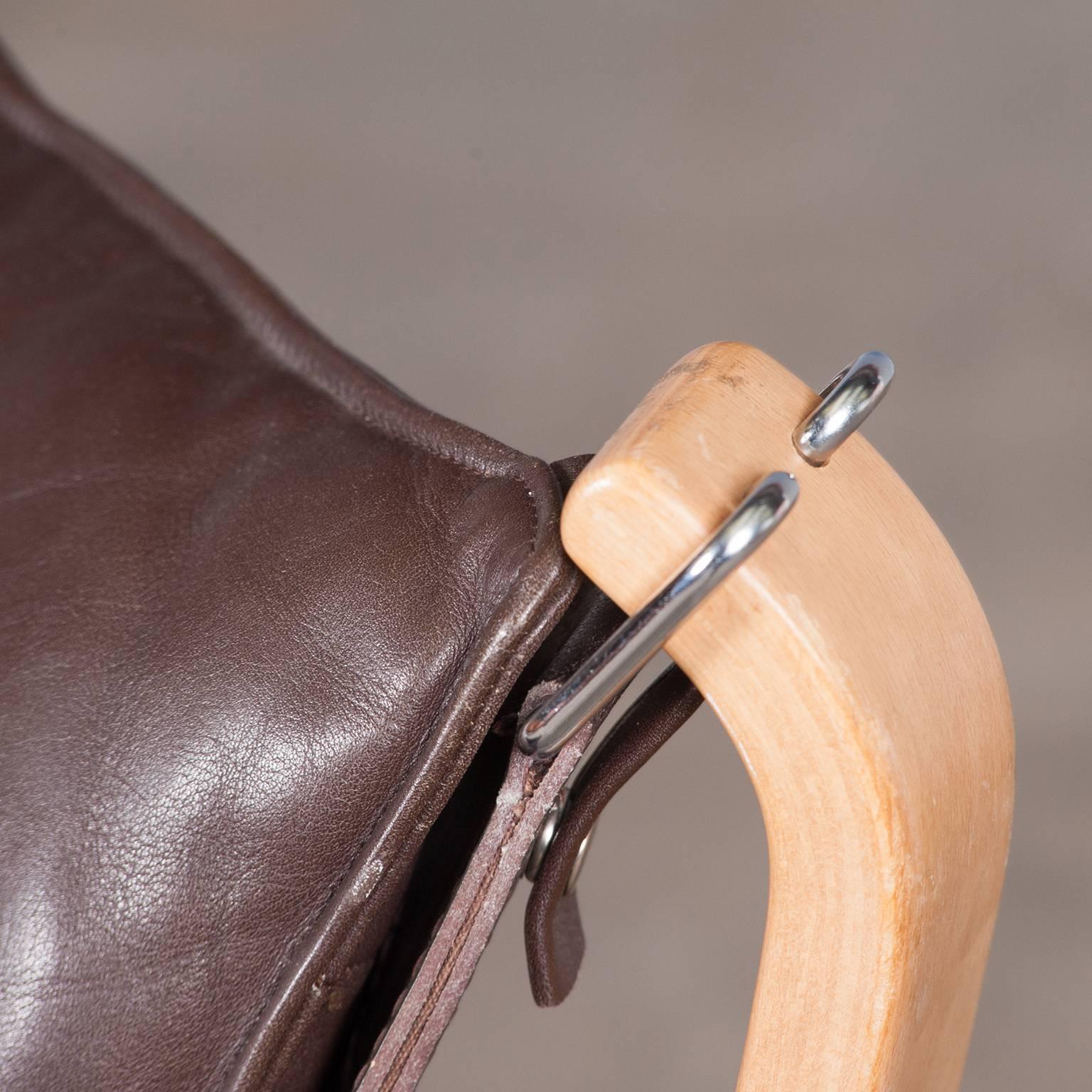 Norwegian Falcon Chair in Chocolate Brown Leather by Sigurd Ressel, 1971 For Sale 1