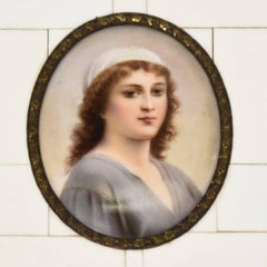 Attributed to KPM Hand-Painted Porcelain Portrait of a Woman
