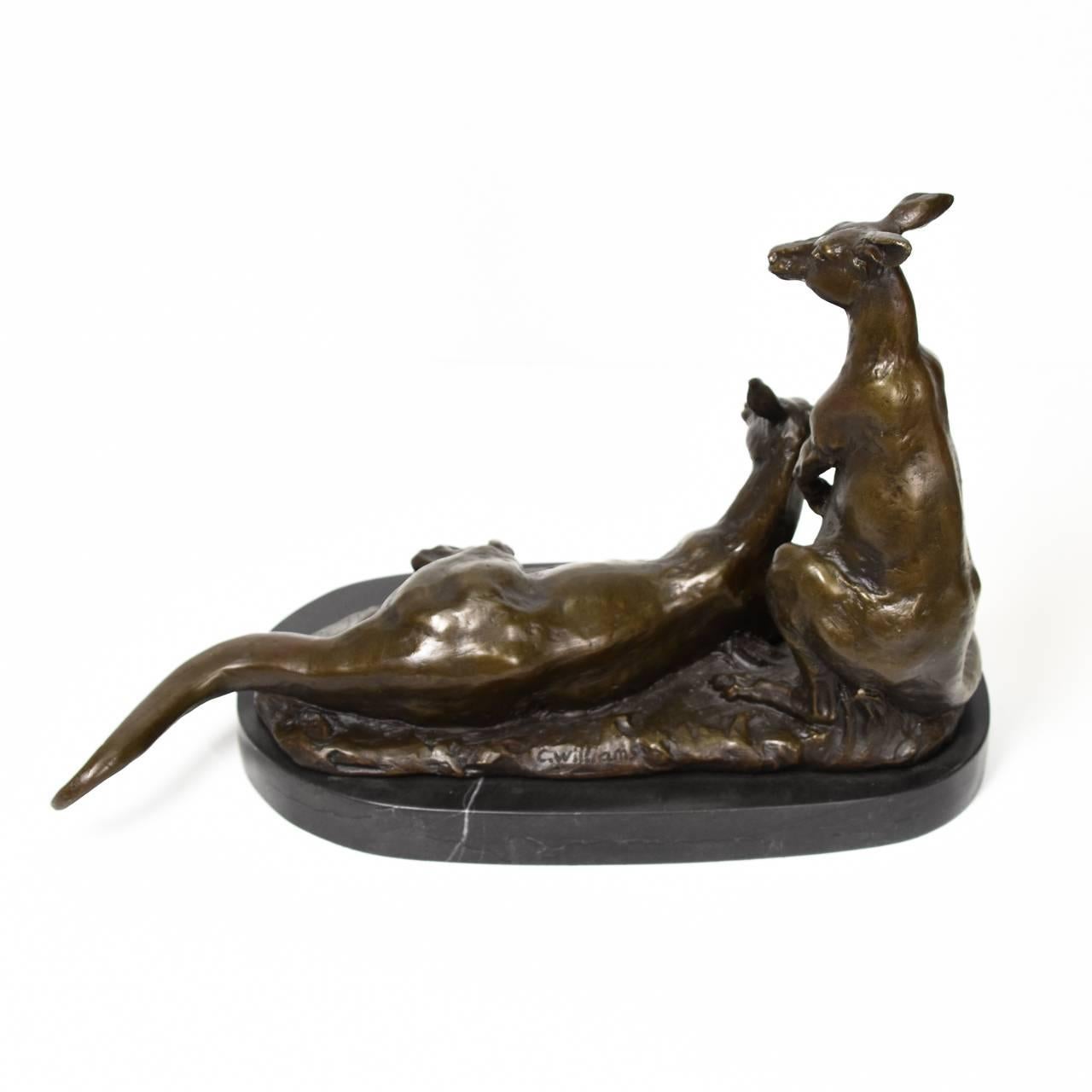 International Style Pair of Bronze Kangaroo Sculptures, circa 2000 For Sale