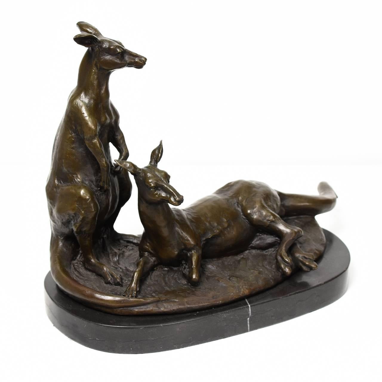 Unknown Pair of Bronze Kangaroo Sculptures, circa 2000 For Sale