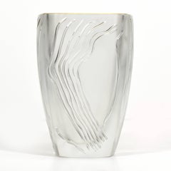 Lalique Limited Edition 'Yasna' Vase with a Gold Detail, circa 2000