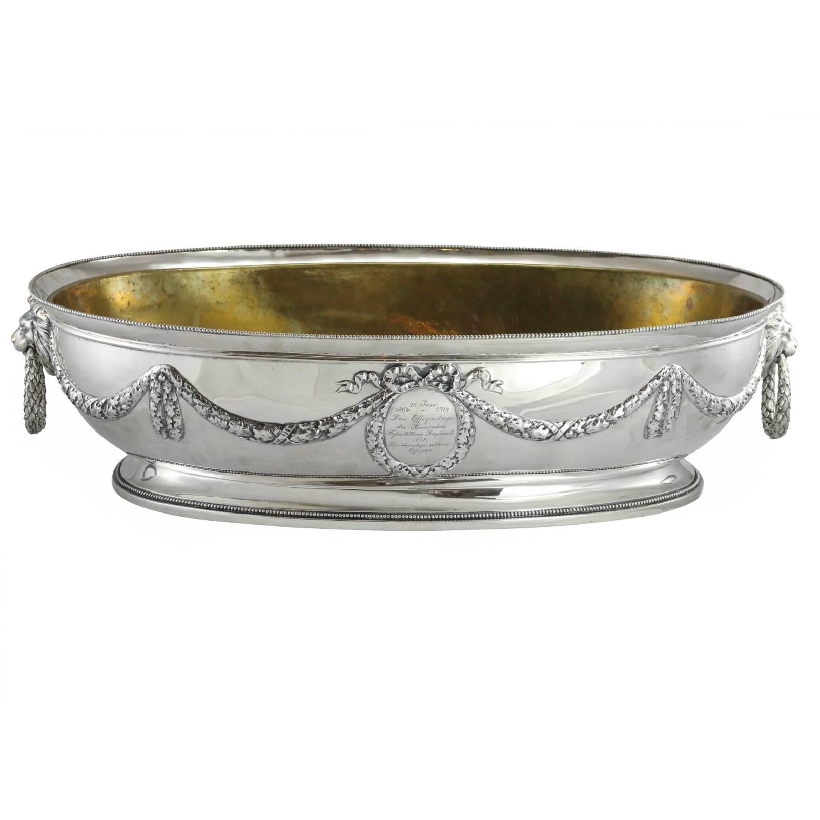 Early 20th Century German Continental Silver Presentation Wine Cooler For Sale 1