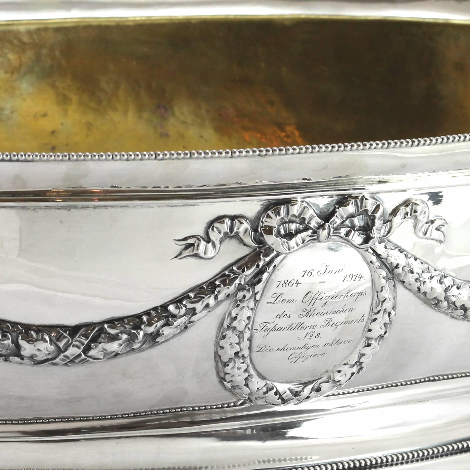 Early 20th Century German Continental Silver Presentation Wine Cooler For Sale 5