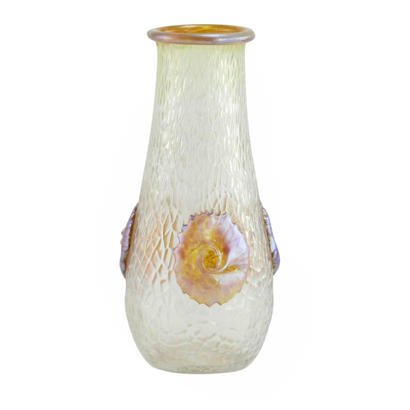 Art Nouveau Early 20th Century Bohemian Glass 'Nautilus' Vase by Loetz For Sale