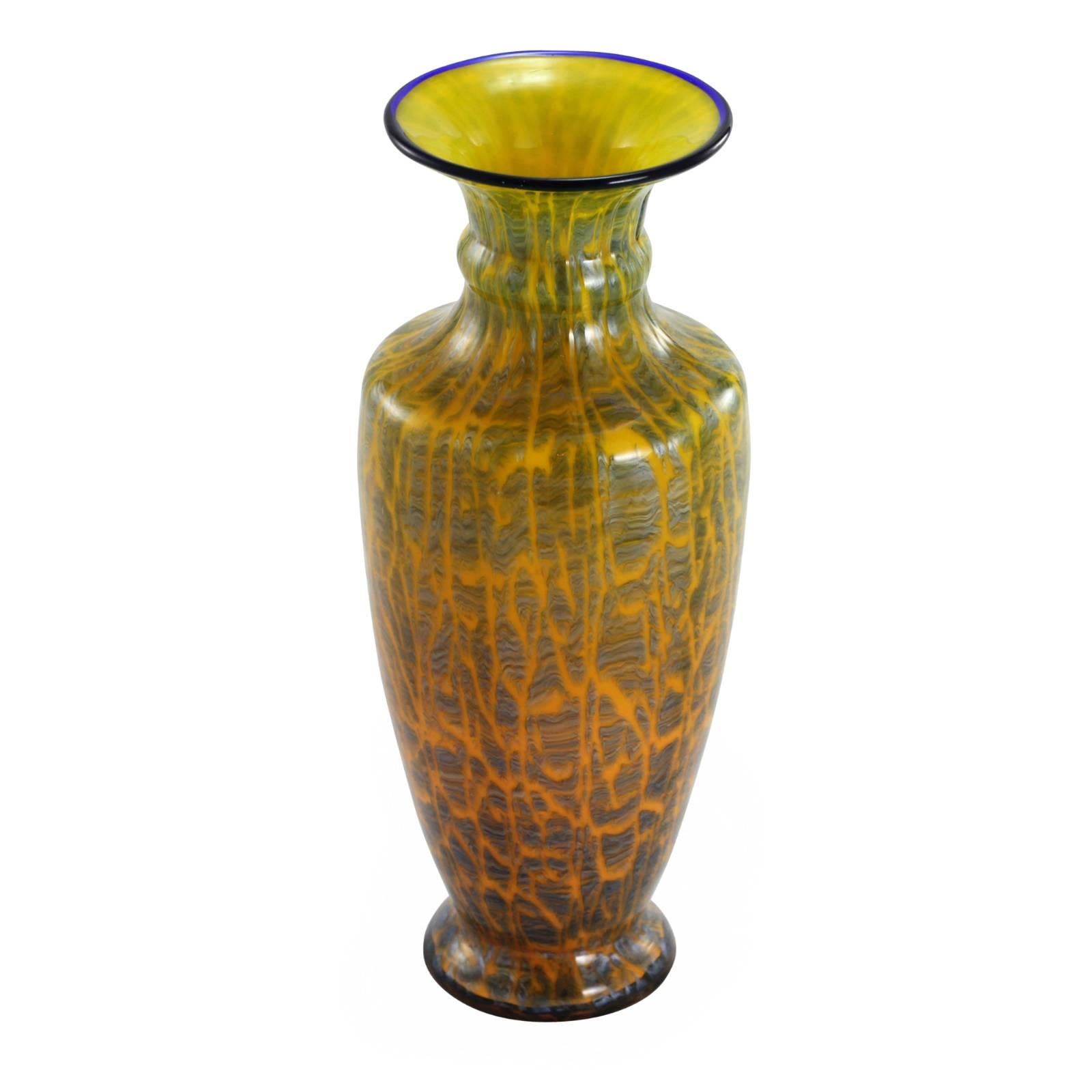 Czech Early 20th Century Bohemian Art Deco Glass Vase by Loetz For Sale