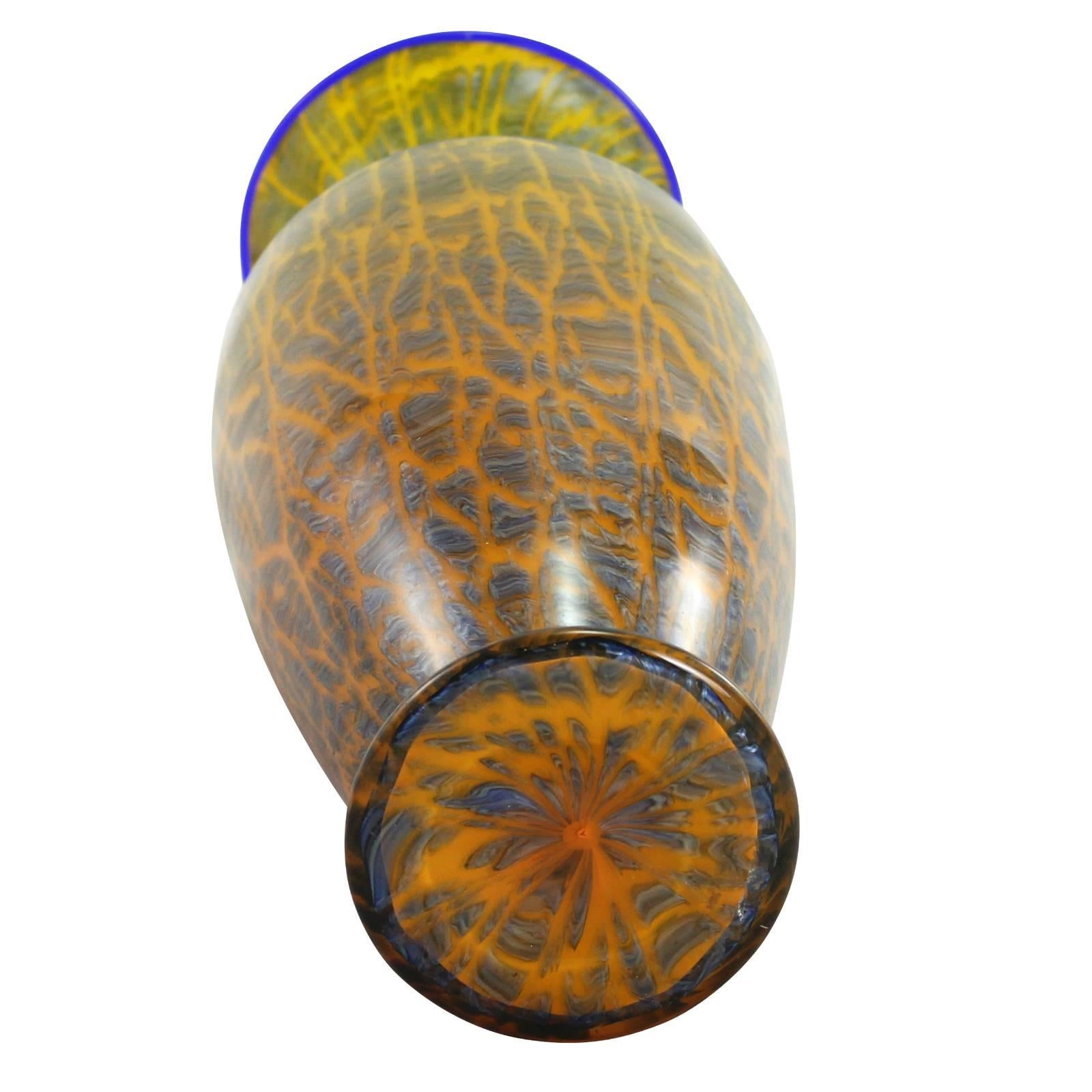 Blown Glass Early 20th Century Bohemian Art Deco Glass Vase by Loetz For Sale