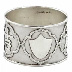 Antique Chinese Qing Dynasty Export Silver Napkin Ring by Woshing