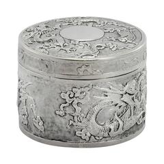 Late 19th Century Chinese Qing Dynasty Silver Lidded Box
