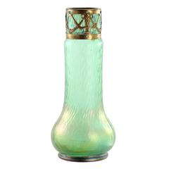 Late 19th Century Art Nouveau Iridescent Martele Glass Vase by Carl Stölzle