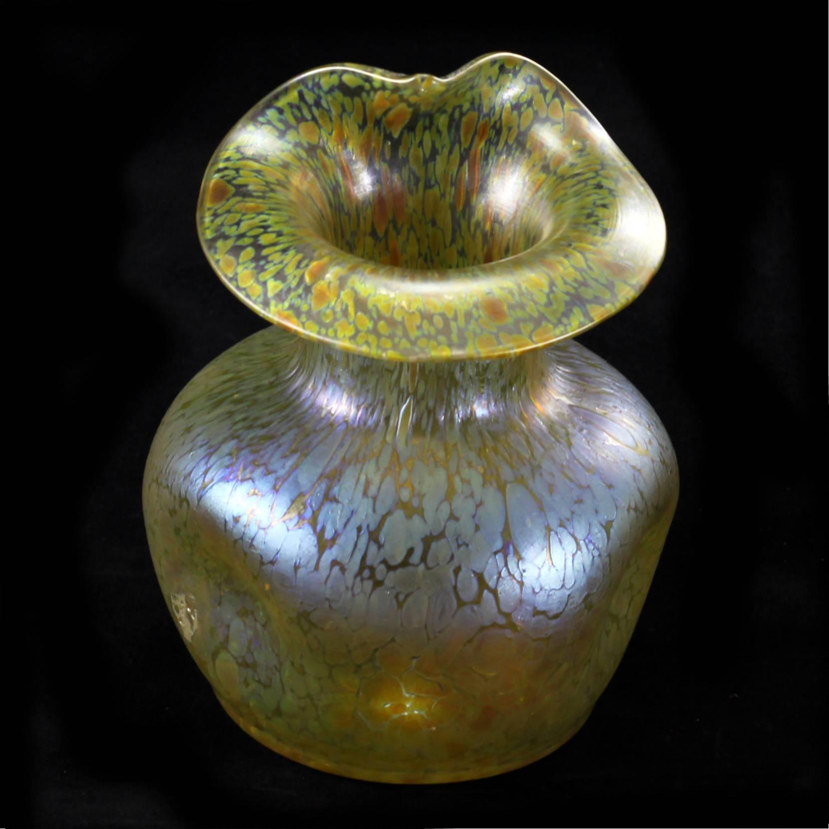Czech Late 19th Century Art Nouveau Bohemian Glass 'Papillon' Vase by Loetz For Sale