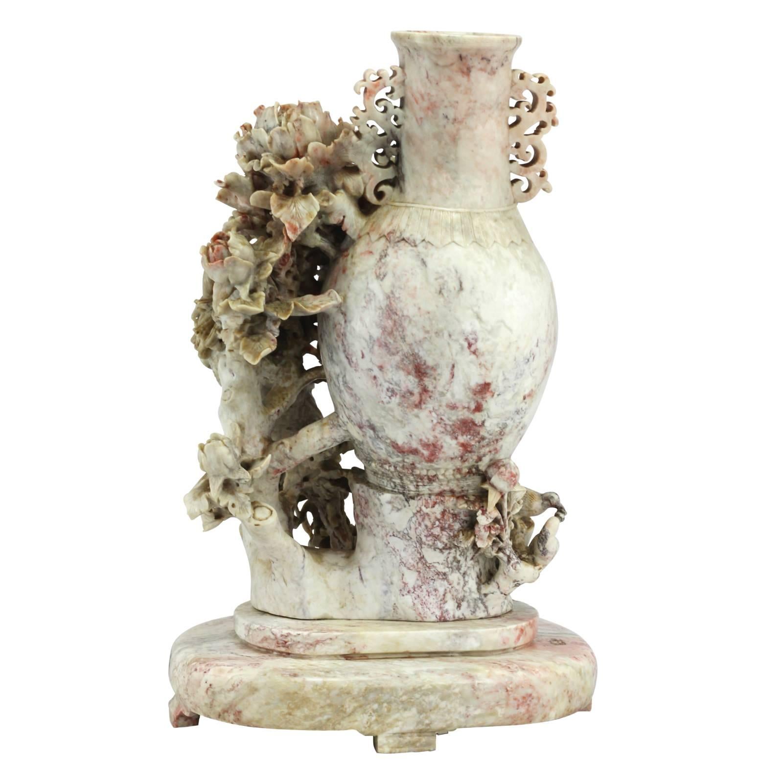 Early 20th Century Carved Chinese Soapstone Vase For Sale 1