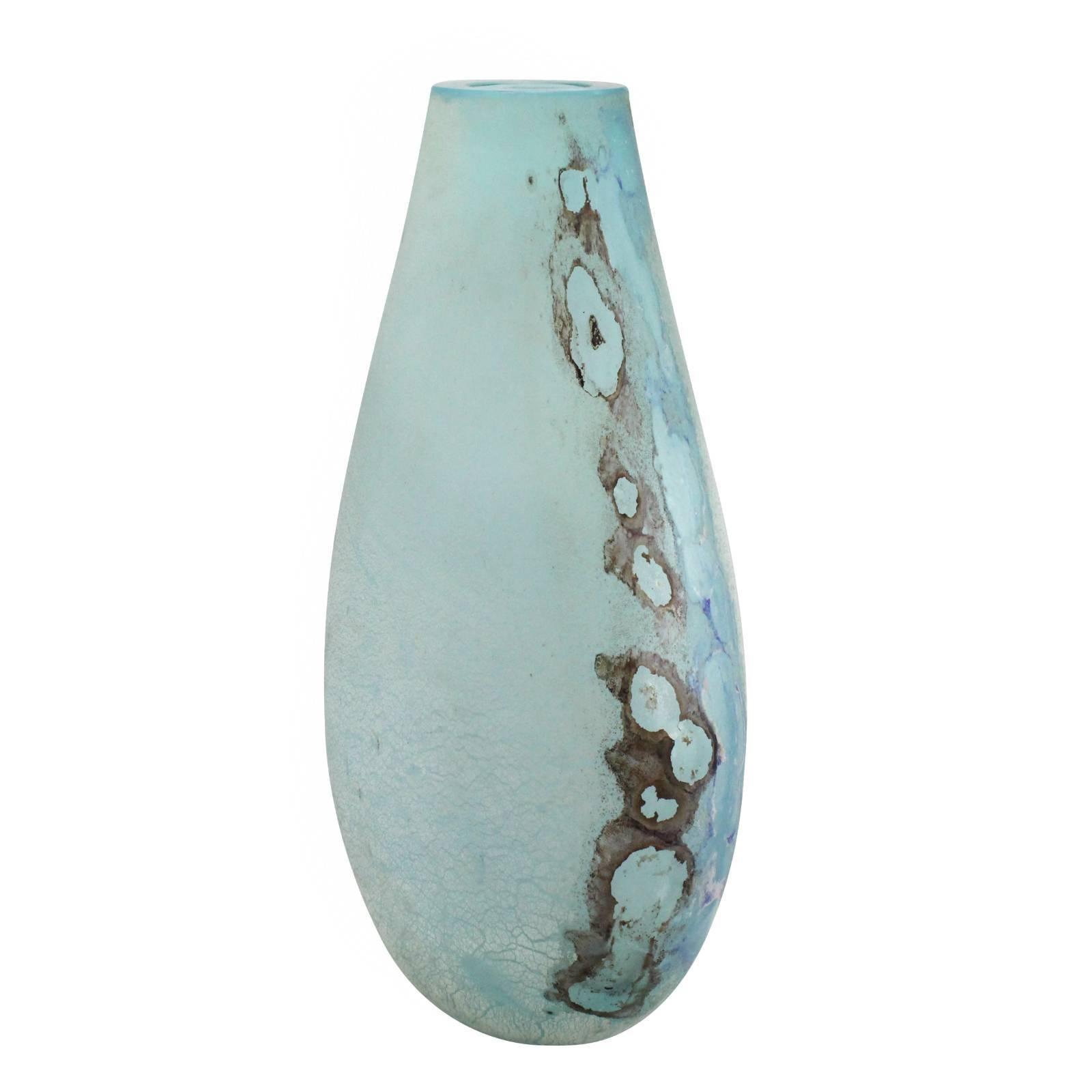 Monumental 20th Century Murano Glass Scavo Vase by Barbini 1