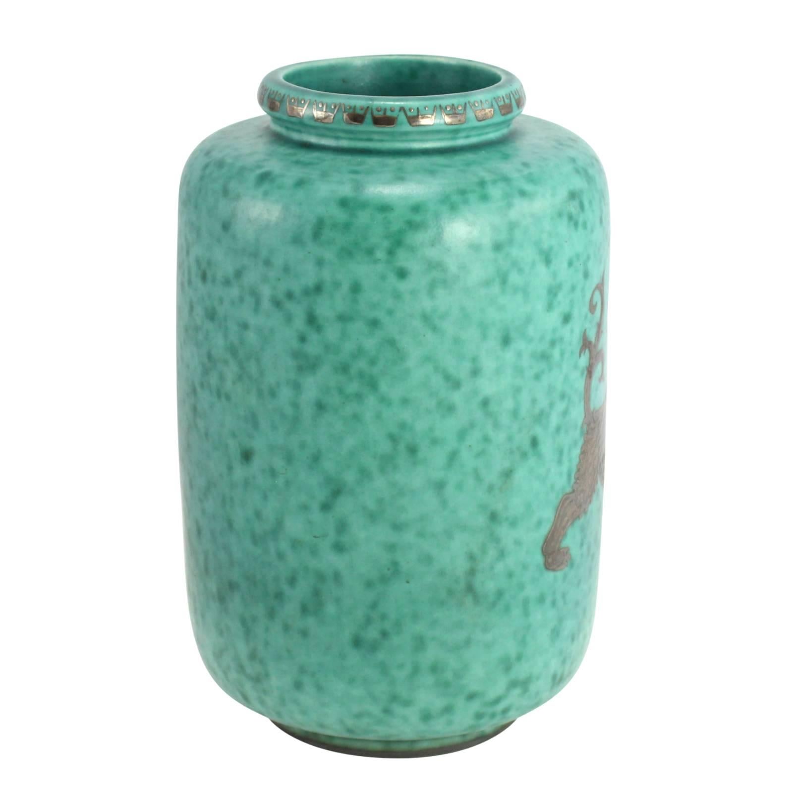 Art Deco ‘Argenta’ Stoneware Vase by Wilhelm Kage for Gustavsberg In Excellent Condition In Brisbane, Queensland