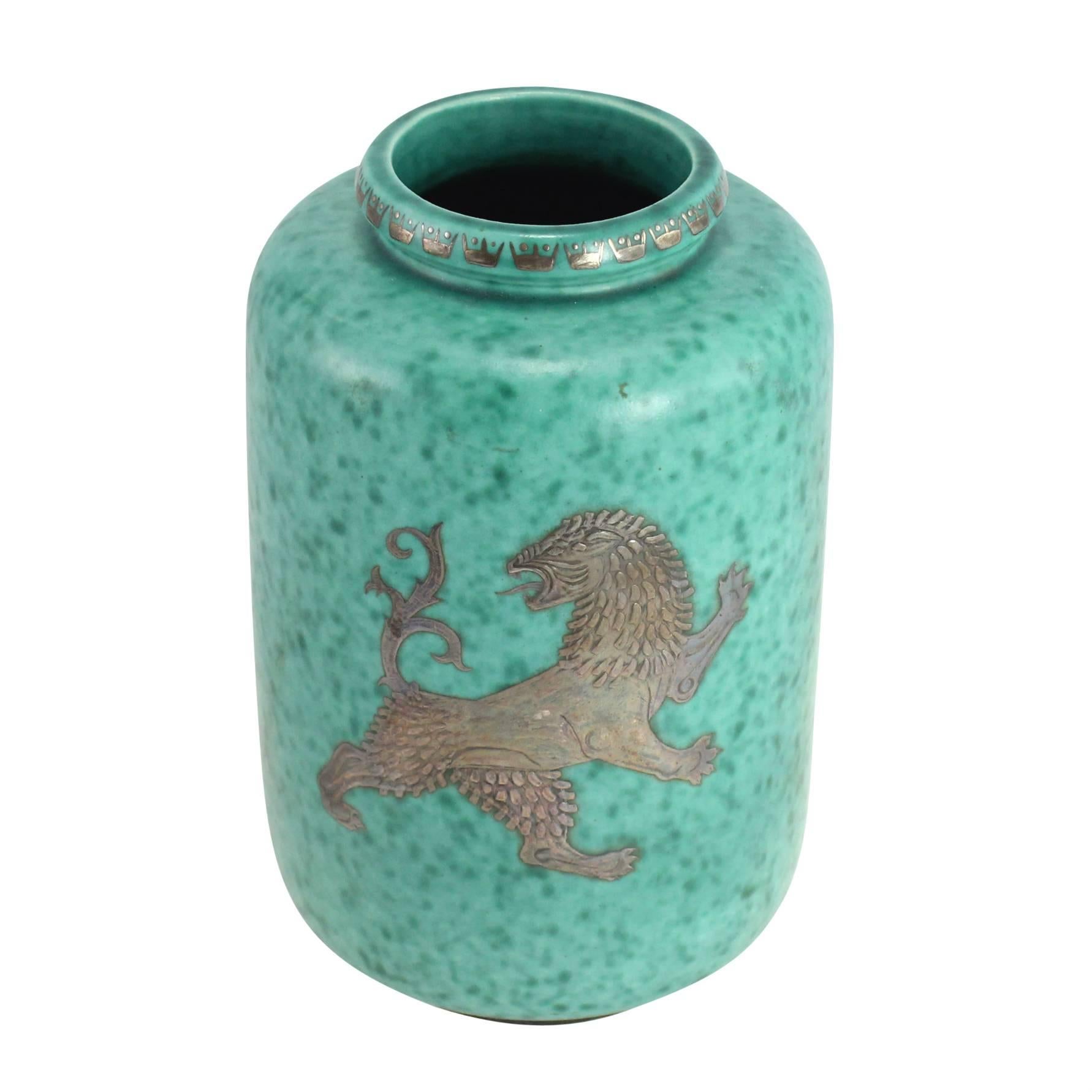 Mid-20th Century Art Deco ‘Argenta’ Stoneware Vase by Wilhelm Kage for Gustavsberg