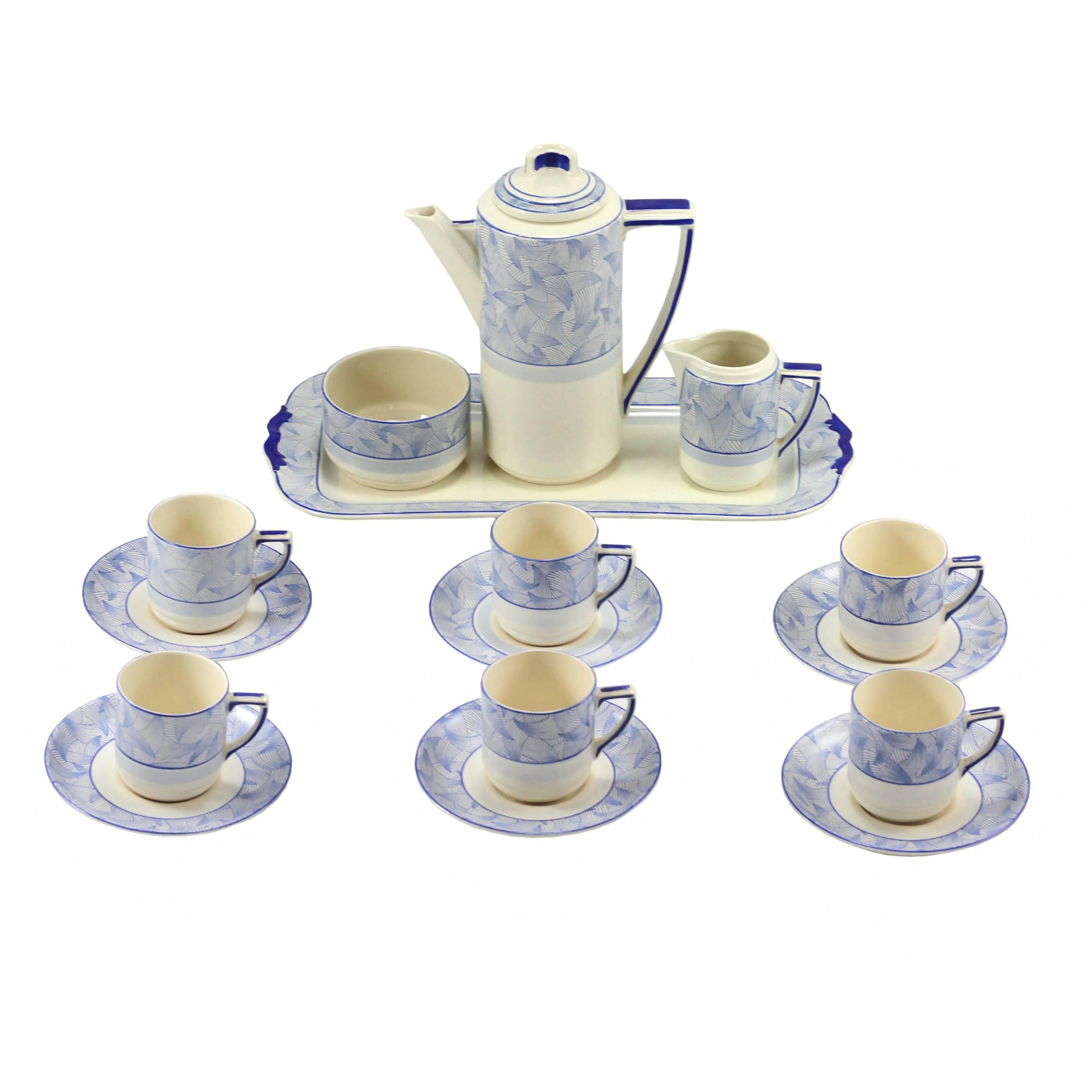 Porcelain Art Deco Envoy Coffee Set by Royal Doulton