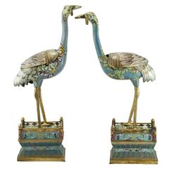 Pair of 20th Century Chinese Republic Cloisonné Censers