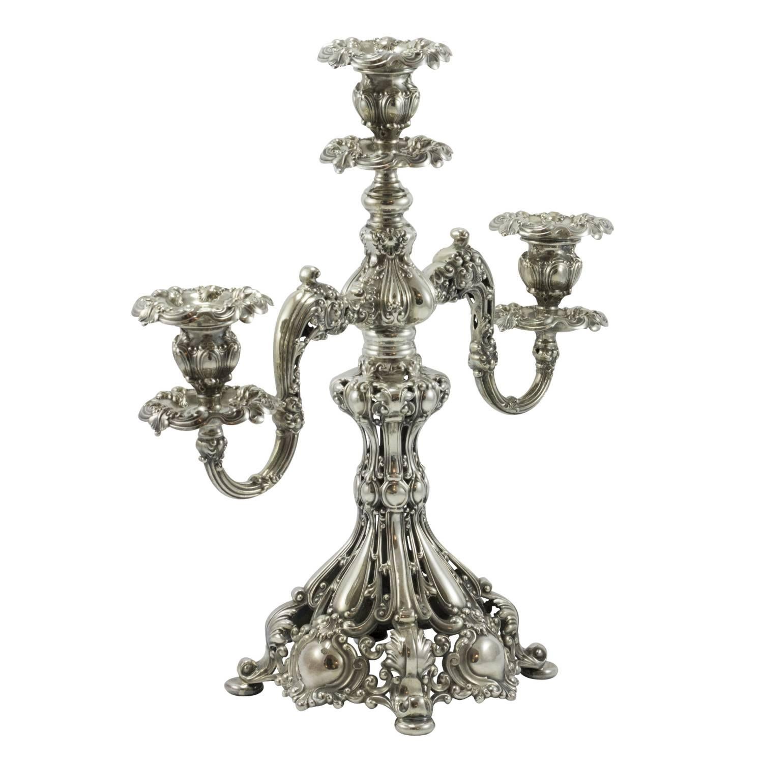 Late Victorian Late 19th Century Silver Plate 'Renaissance' Candelabras by Reed and Barton For Sale