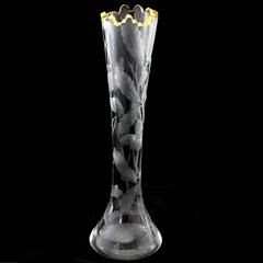 Art Nouveau Hand-Cut Glass Vase by Moser