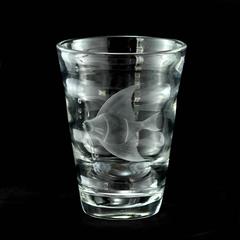 Art Deco Engraved Lead Crystal Vase by Keith Murray for Royal Brierley