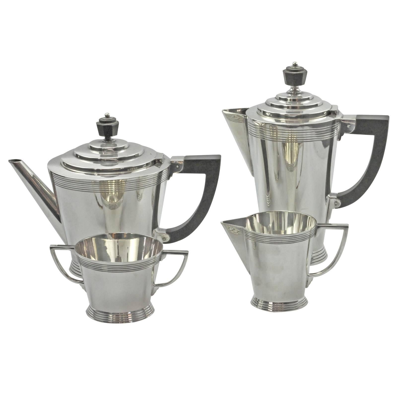 art deco silver tea set