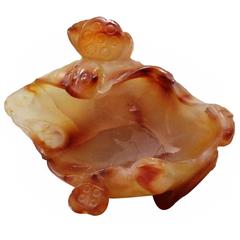 19th Century Chinese Qing Dynasty Carved Agate Brush Washer