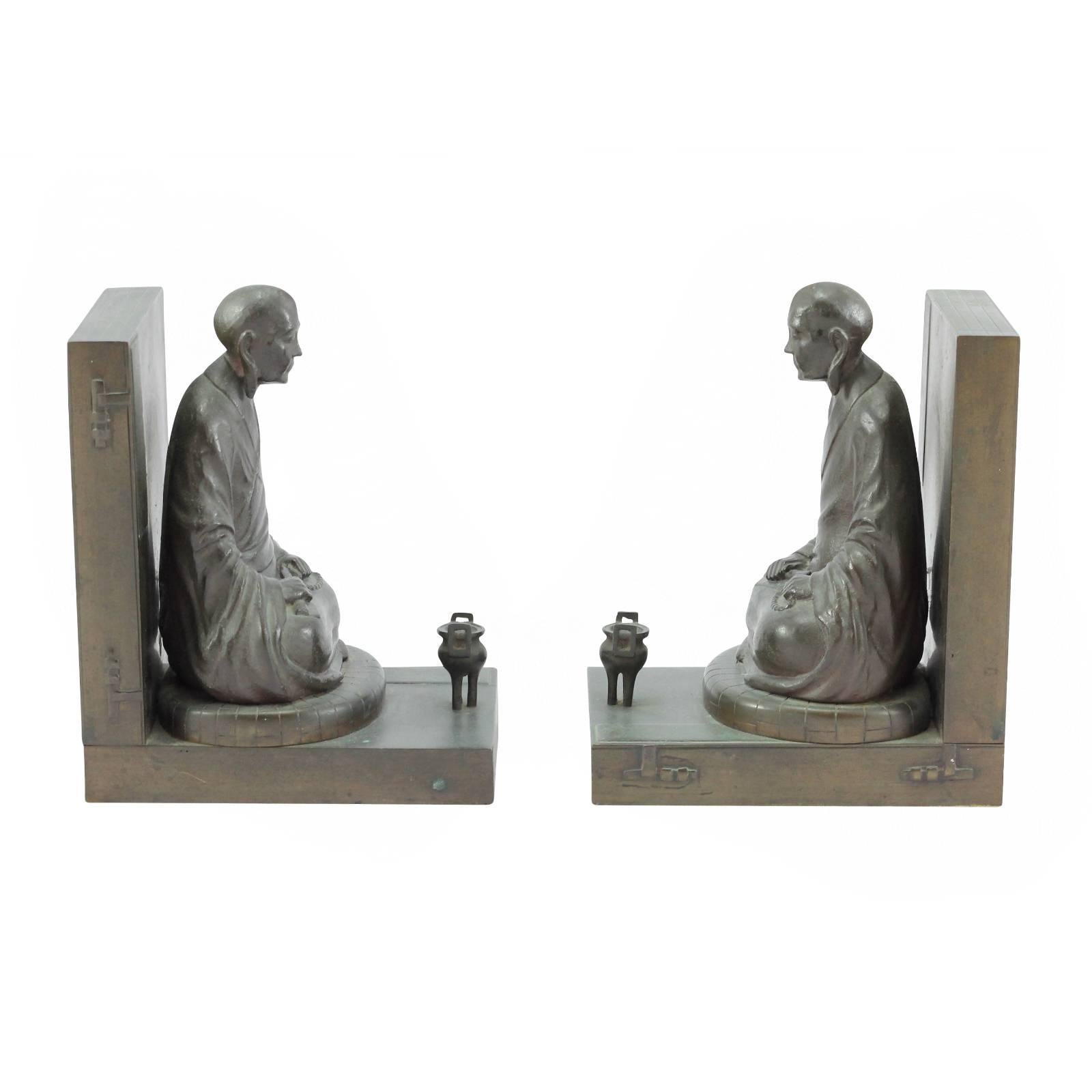 Pair of Early 20th Century Japanese Meiji Era Bronze Bookends