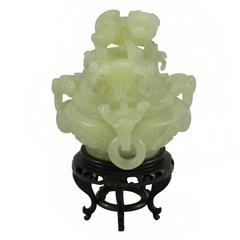 Qing Dynasty Chinese Carved Chalcedony Censer