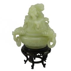 Qing Dynasty Chinese Carved Chalcedony Censer