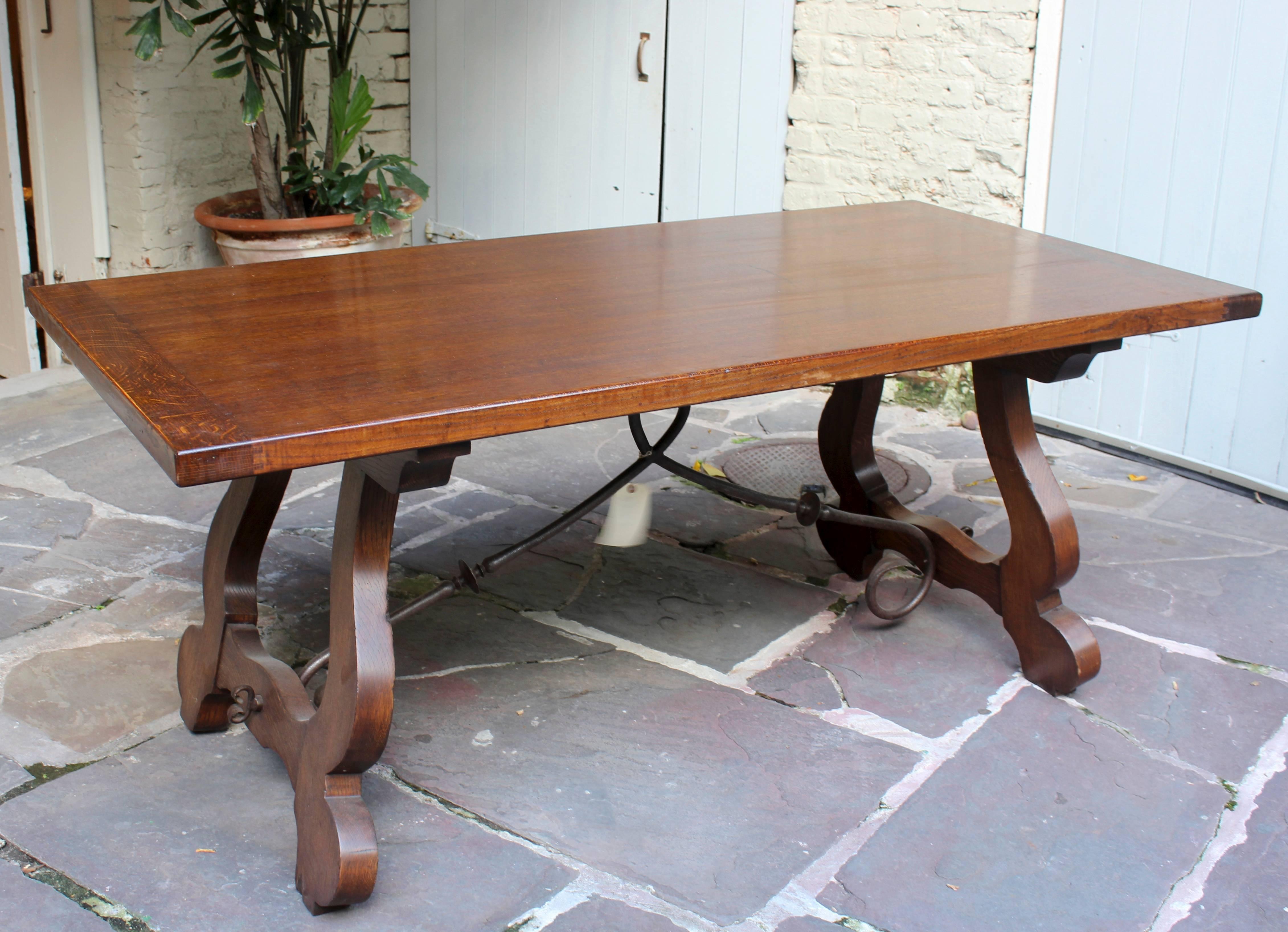 Antique French Gentlemen's Table from San Tropez with Original Ironwork In Good Condition In New Orleans, LA